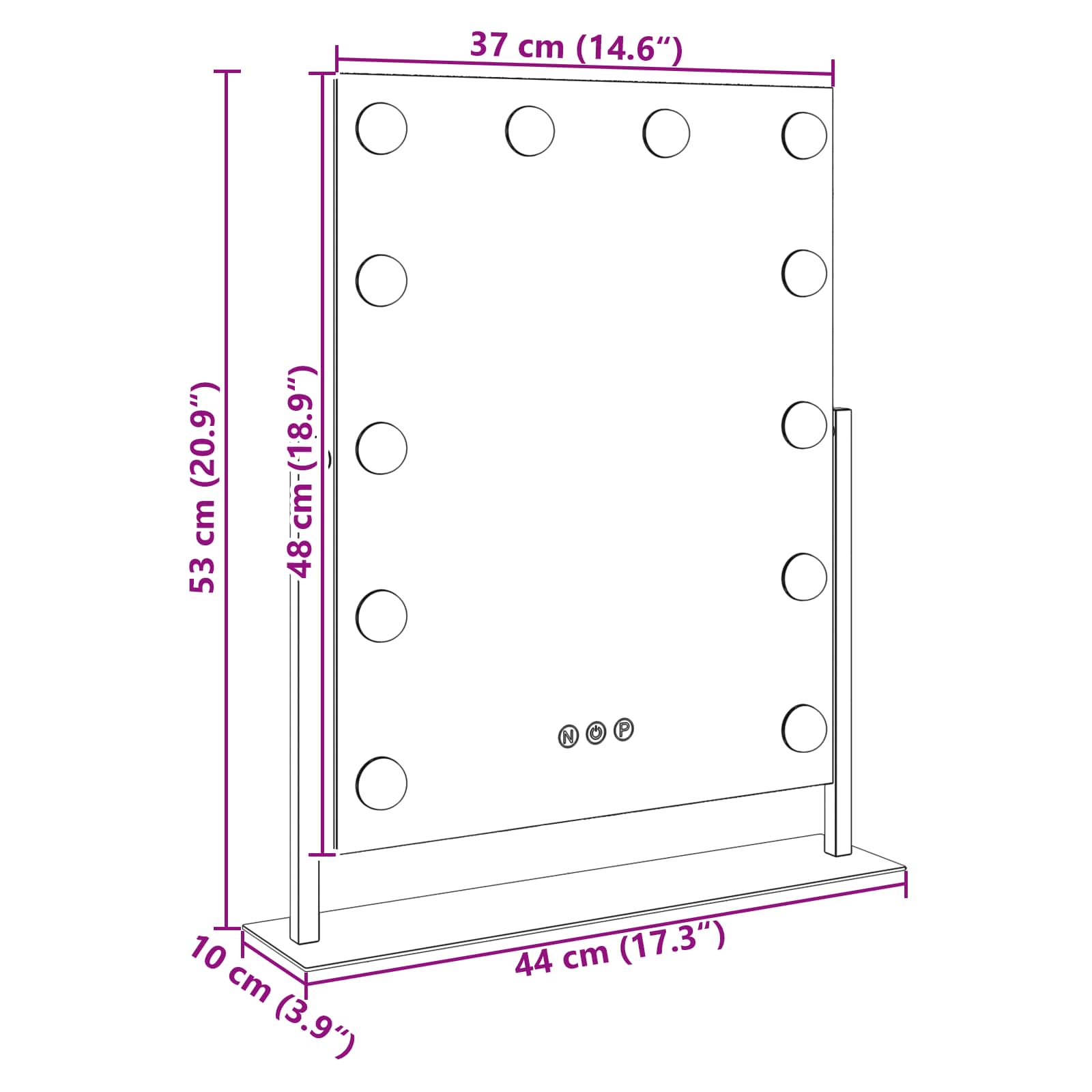 Καθρέφτης Vanity LED Λευκός 44 x 10 x 53 εκ Γυαλί και Χάλυβας - Pakobazaar