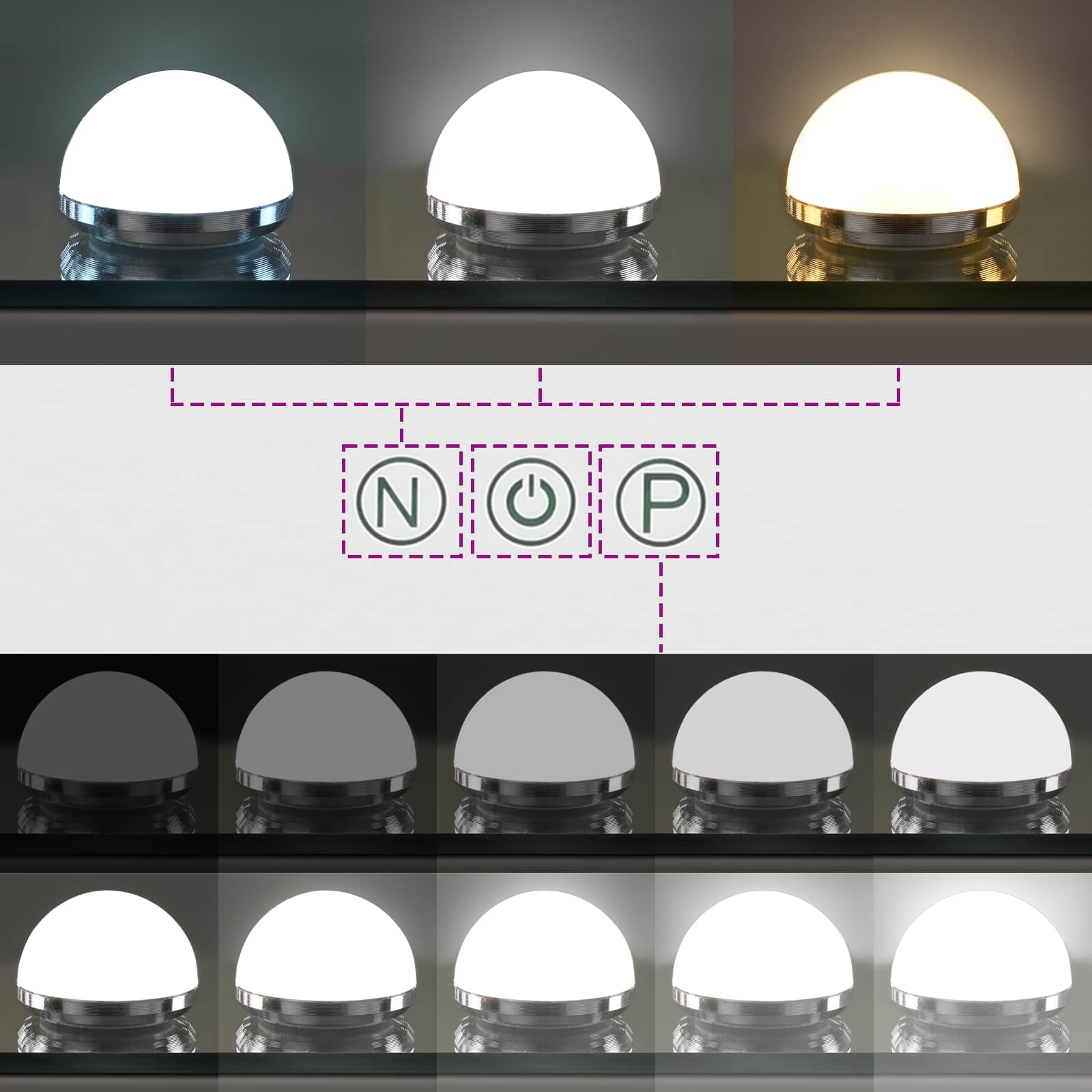Καθρέφτης Vanity LED Λευκός 50 x 10 x 44 εκ Γυαλί και Χάλυβας - Pakobazaar