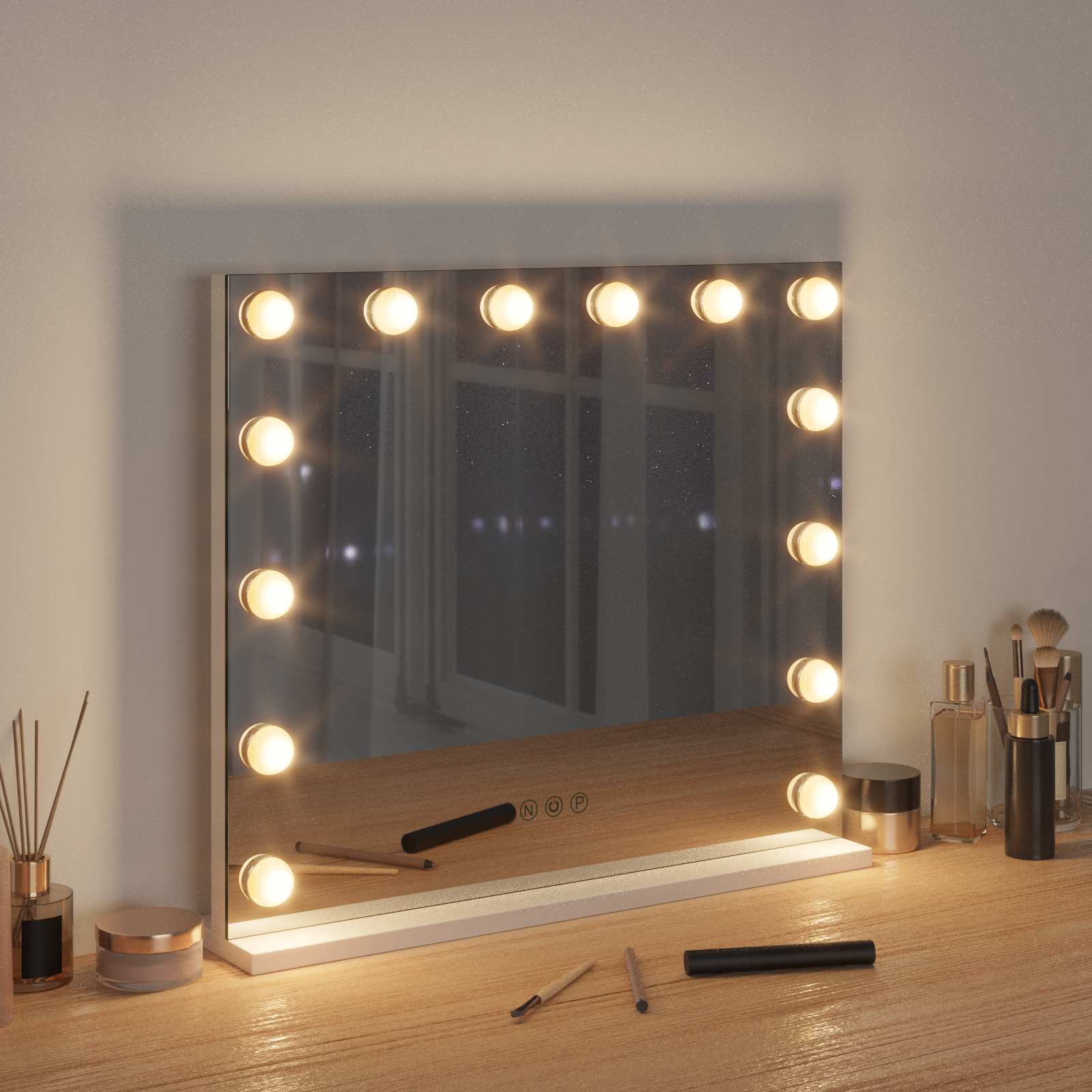 Καθρέφτης Vanity LED Λευκός 50 x 10 x 44 εκ Γυαλί και Χάλυβας - Pakobazaar