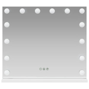 Καθρέφτης Vanity LED Λευκός 50 x 10 x 44 εκ Γυαλί και Χάλυβας - Pakobazaar