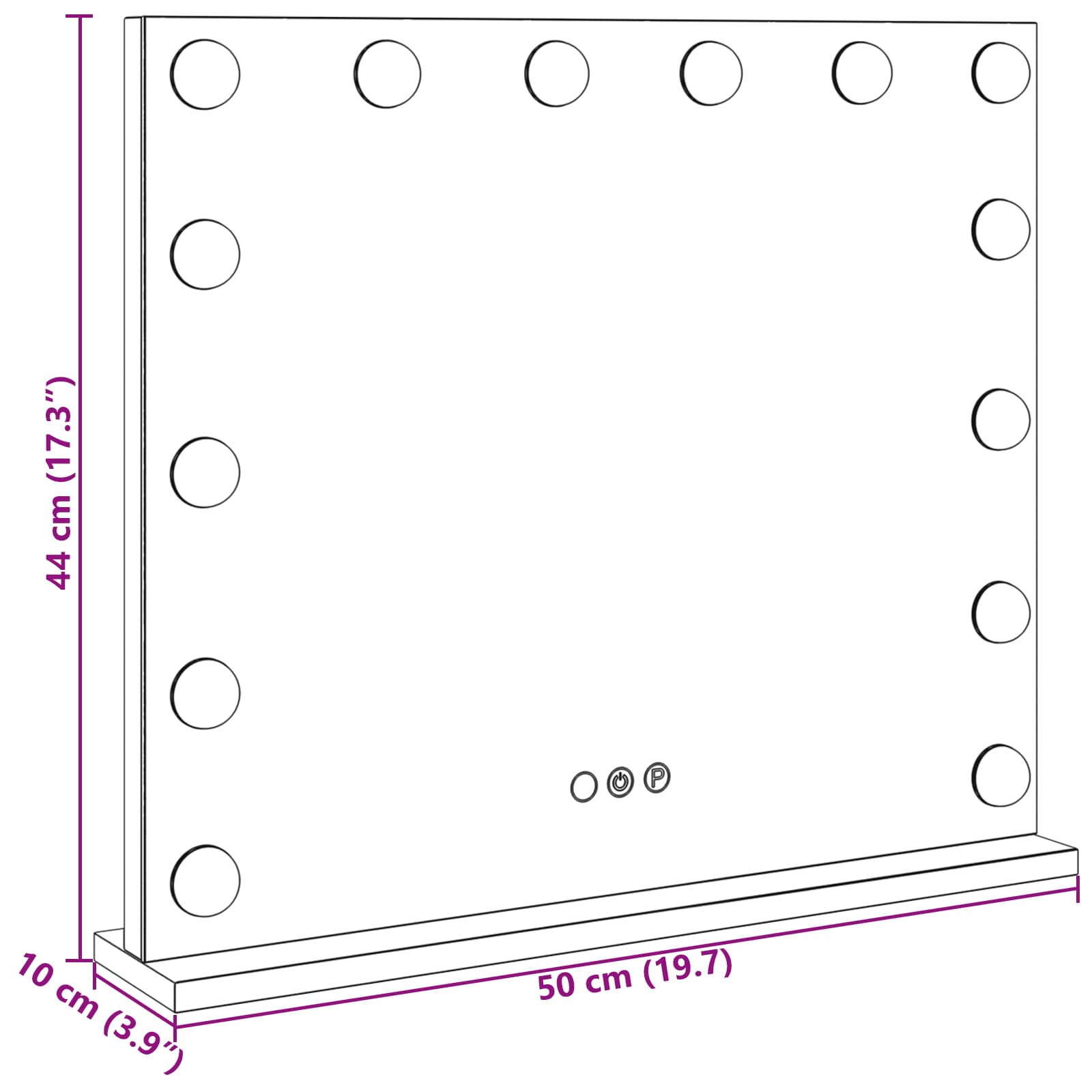 Καθρέφτης Vanity LED Λευκός 50 x 10 x 44 εκ Γυαλί και Χάλυβας - Pakobazaar