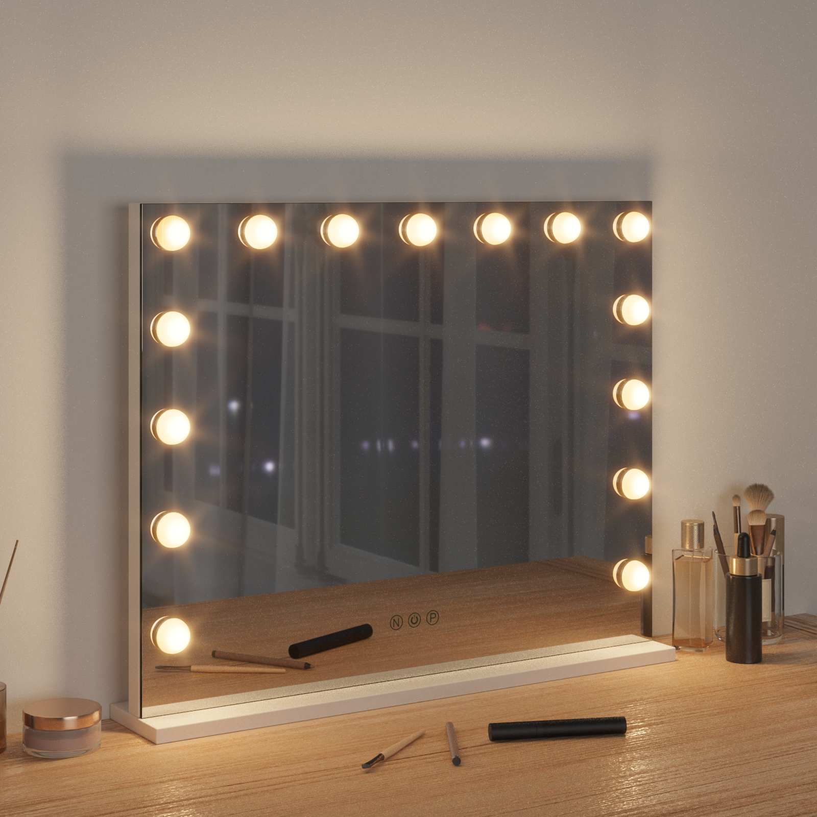 Καθρέφτης Vanity LED Λευκός 58 x 10 x 47 εκ Γυαλί και Χάλυβας - Pakobazaar