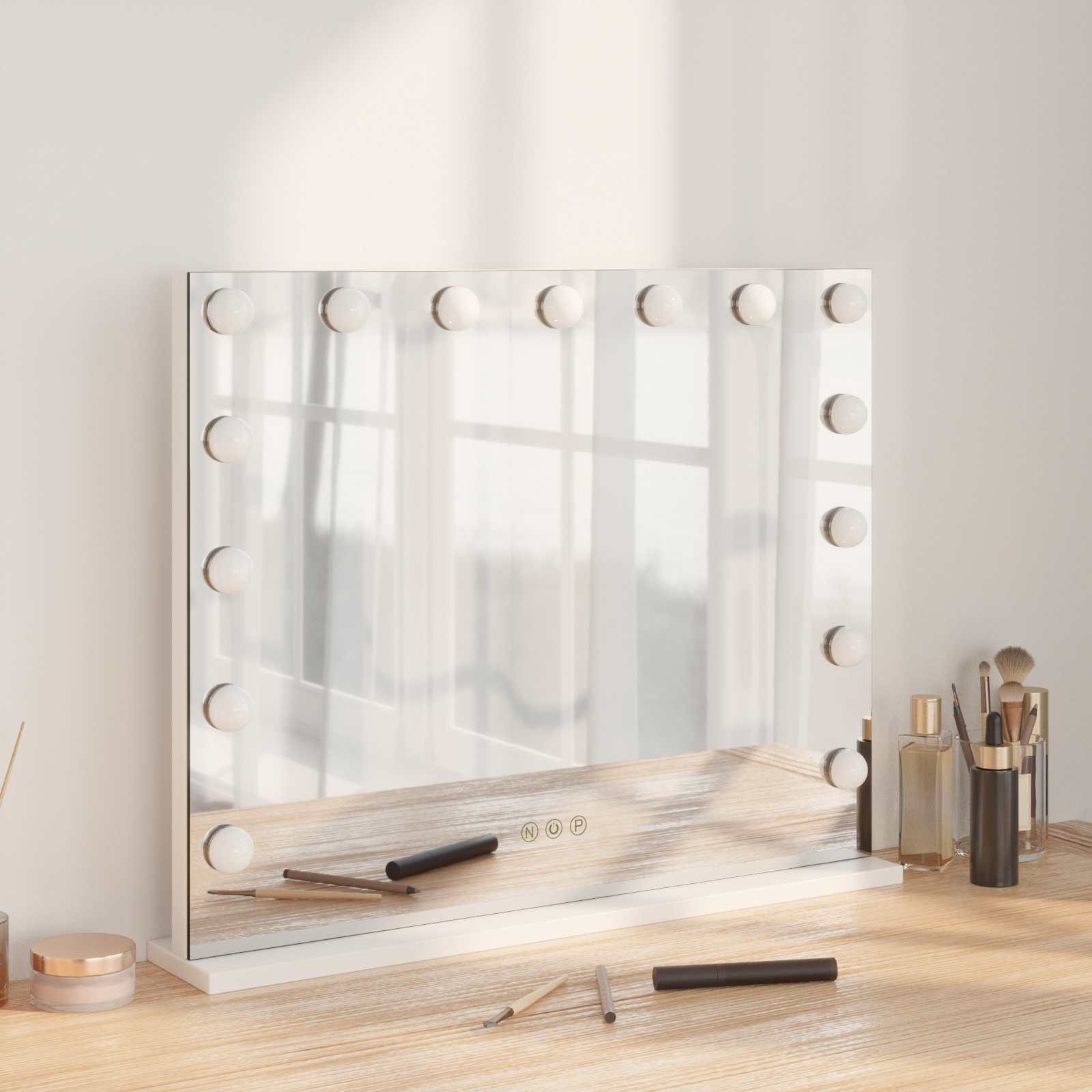 Καθρέφτης Vanity LED Λευκός 58 x 10 x 47 εκ Γυαλί και Χάλυβας - Pakobazaar