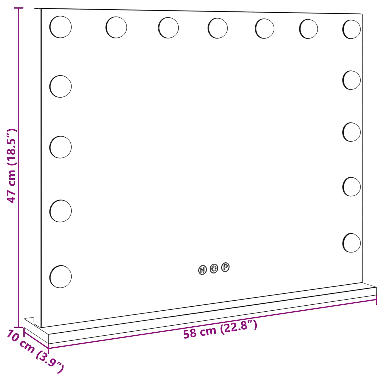 Καθρέφτης Vanity LED Λευκός 58 x 10 x 47 εκ Γυαλί και Χάλυβας - Pakobazaar