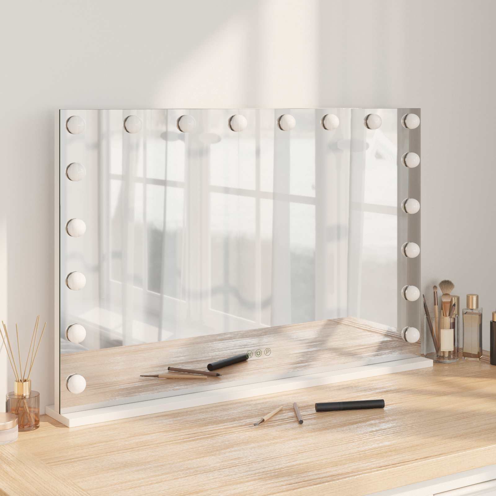 Καθρέφτης Vanity LED Λευκός 80 x 10 x 52,5 εκ Γυαλί και Χάλυβας - Pakobazaar