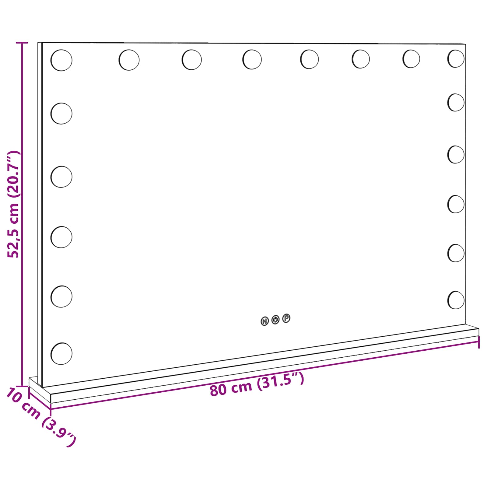 Καθρέφτης Vanity LED Λευκός 80 x 10 x 52,5 εκ Γυαλί και Χάλυβας - Pakobazaar