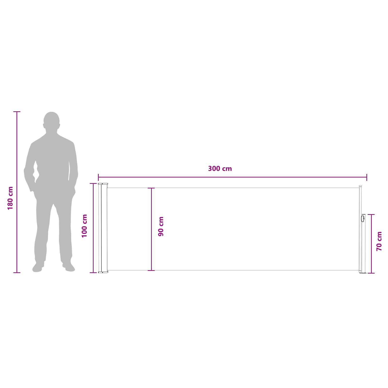 Ανακλινόμενος Πλευρικός Απλώστρα Taupe 300 x 100 cm Πολυεστέρας - Pakobazaar