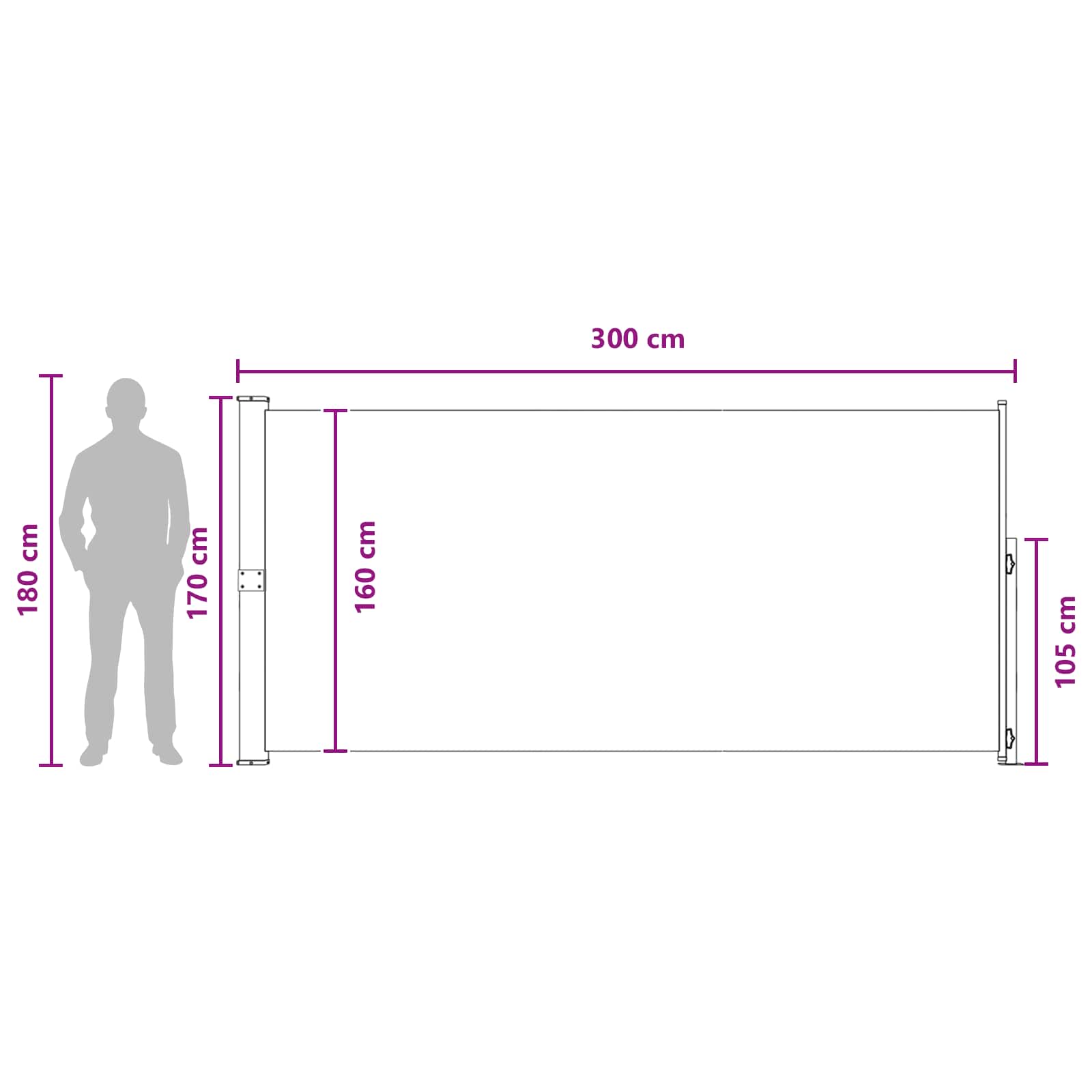 Ανακλινόμενος Πλευρικός Απλώστρα Taupe 300 x 170 cm Πολυεστέρας - Pakobazaar