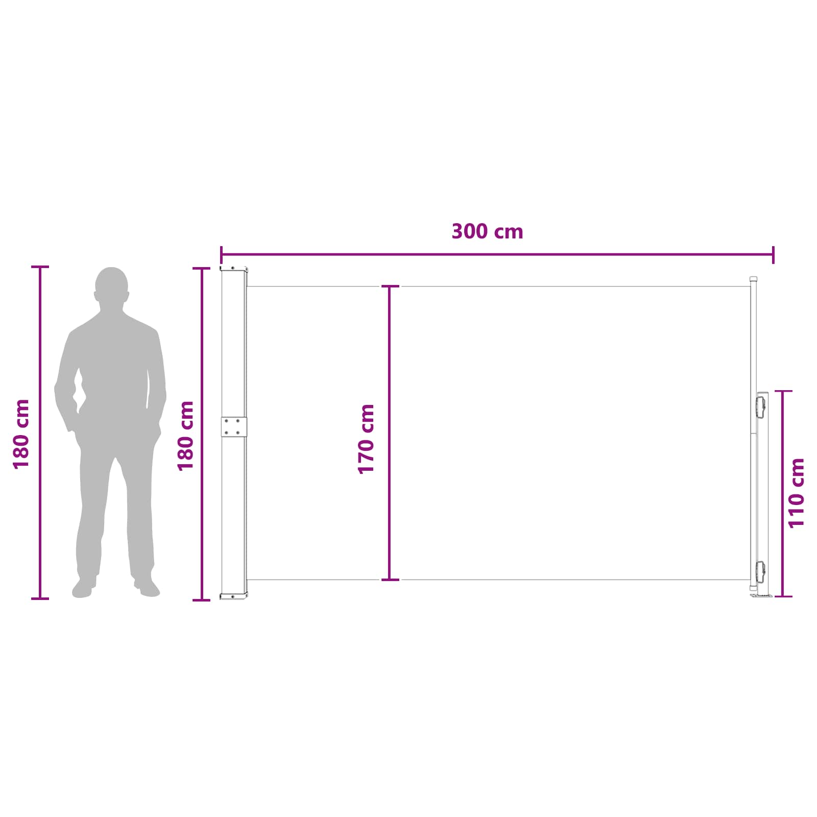Ανακλινόμενος Πλευρικός Απλώστρα Taupe 300 x 180 cm Πολυεστέρας - Pakobazaar