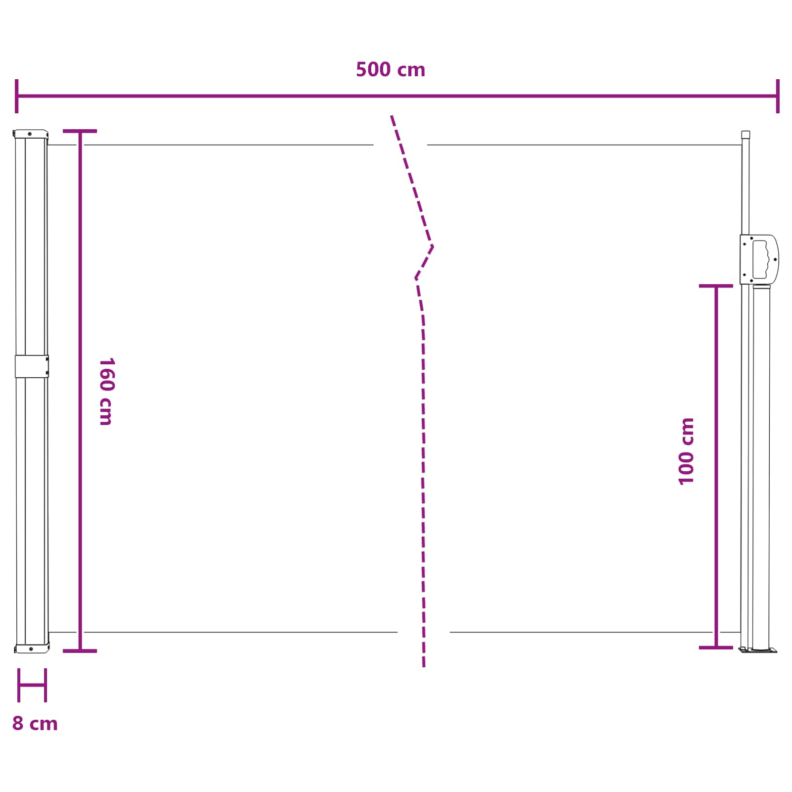 Ανακλινόμενος Πλευρικός Απλώστρα Γκρι 500 x 160 cm Πολυεστέρας - Pakobazaar
