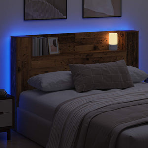 Κεφαλάρι αποθήκευσης με LED Παλαιωμένο ξύλο 160 cm