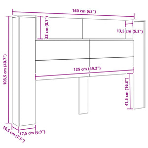 Κεφαλάρι αποθήκευσης με LED Παλαιωμένο ξύλο 160 cm