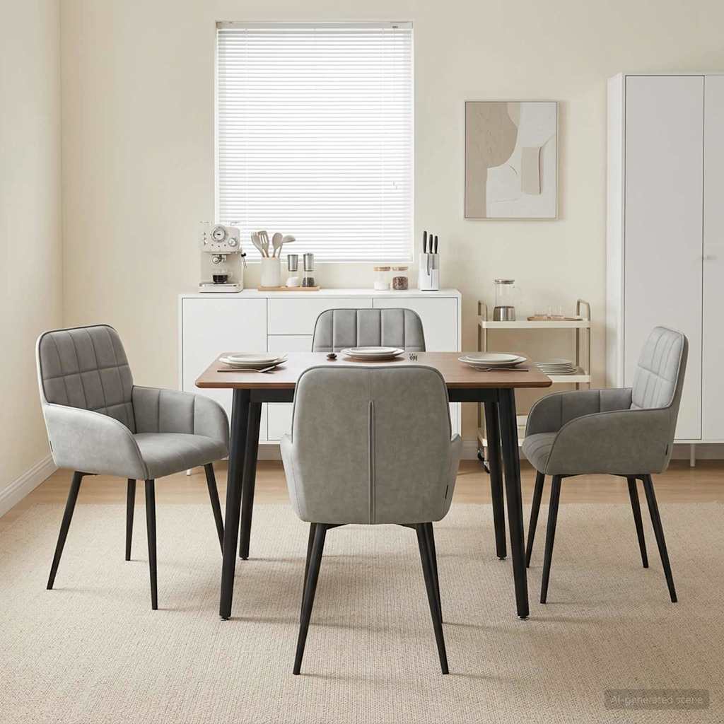 Καρέκλες φαγητού 4 pcs Βελούδο Ανοιχτό γκρι 57 x 50 x 85 εκ.