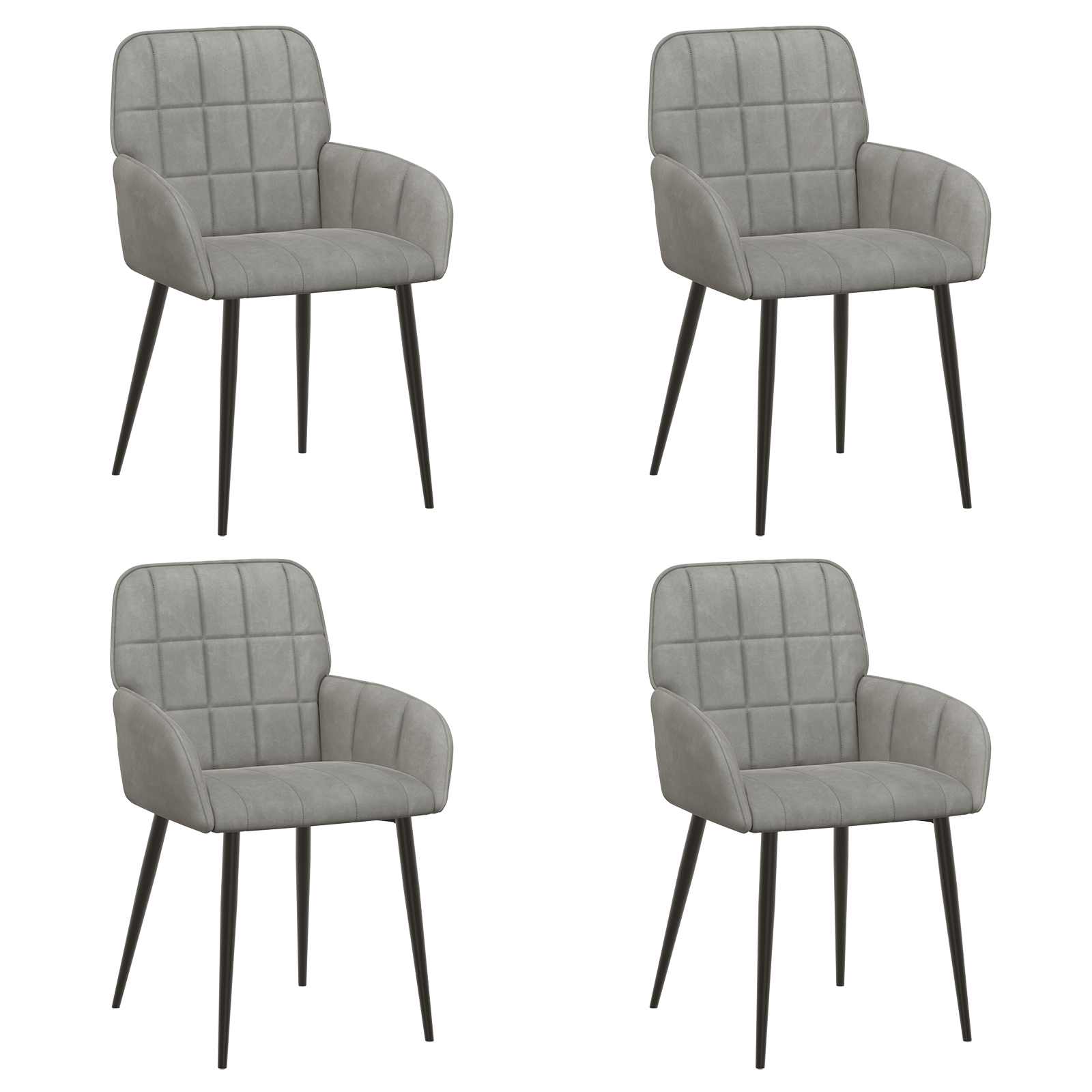 Καρέκλες φαγητού 4 pcs Βελούδο Ανοιχτό γκρι 57 x 50 x 85 εκ.