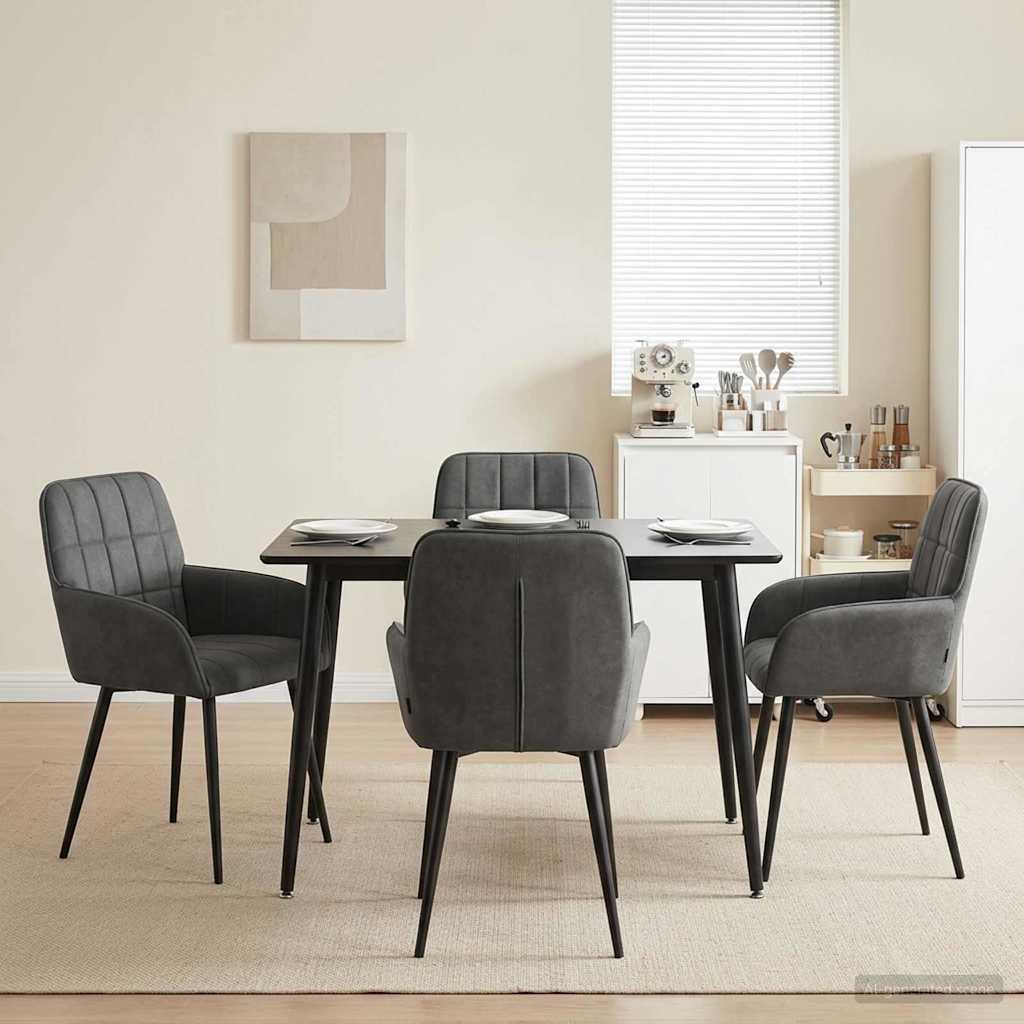 Καρέκλες φαγητού 4 pcs Βελούδο Σκούρο Γκρι 57 x 50 x 85 εκ. - Pakobazaar