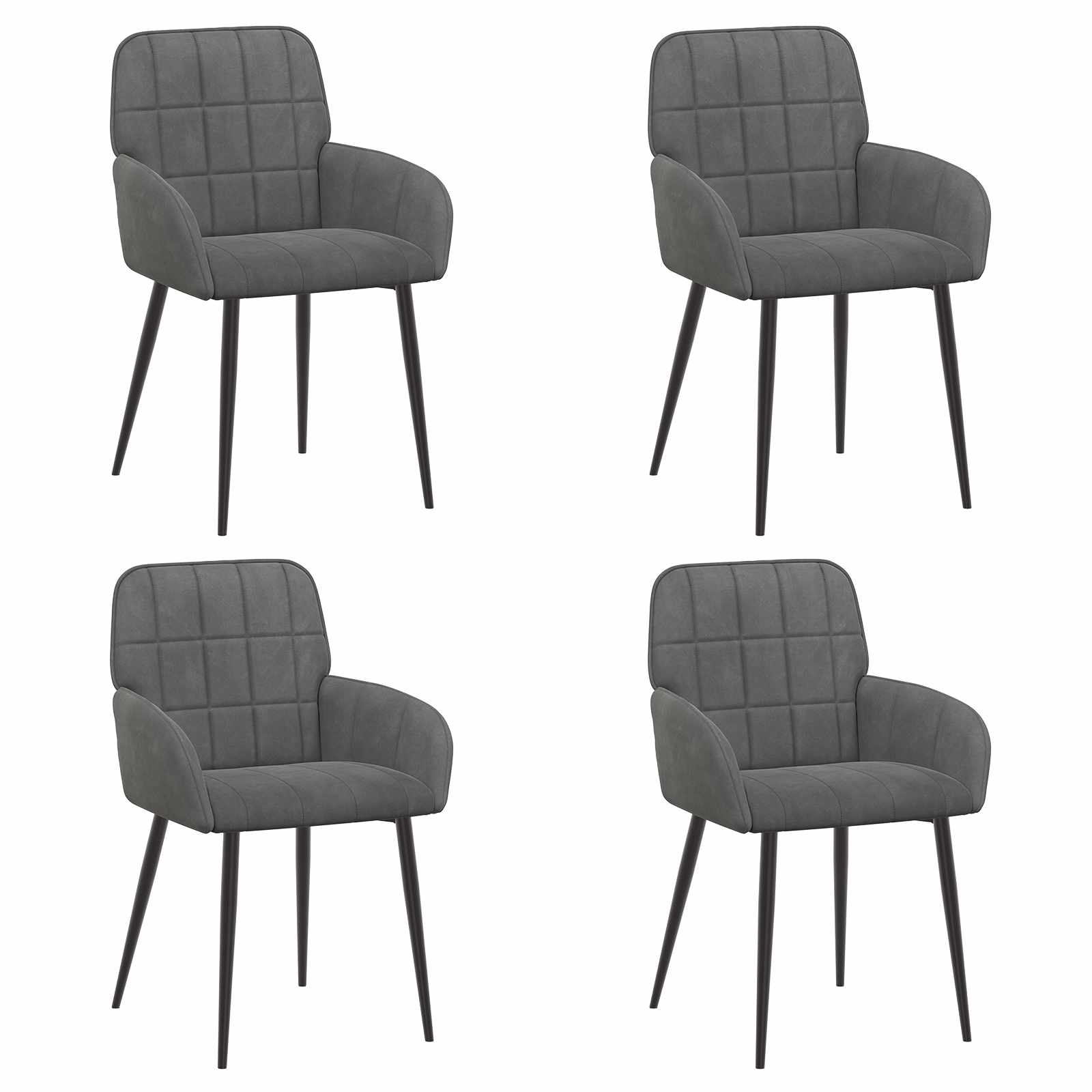 Καρέκλες φαγητού 4 pcs Βελούδο Σκούρο Γκρι 57 x 50 x 85 εκ. - Pakobazaar