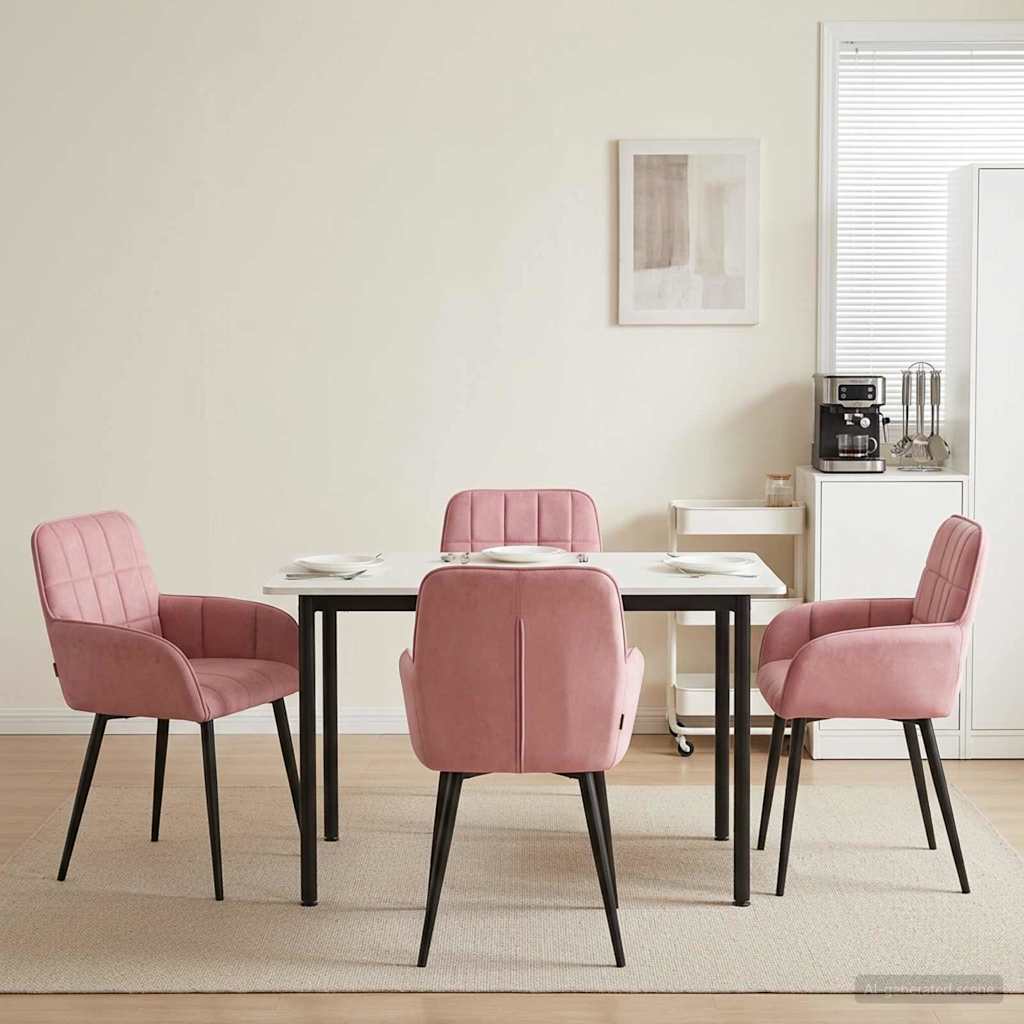 Καρέκλες φαγητού 4 pcs Βελούδο Ροζ 57 x 50 x 85 εκ. - Pakobazaar