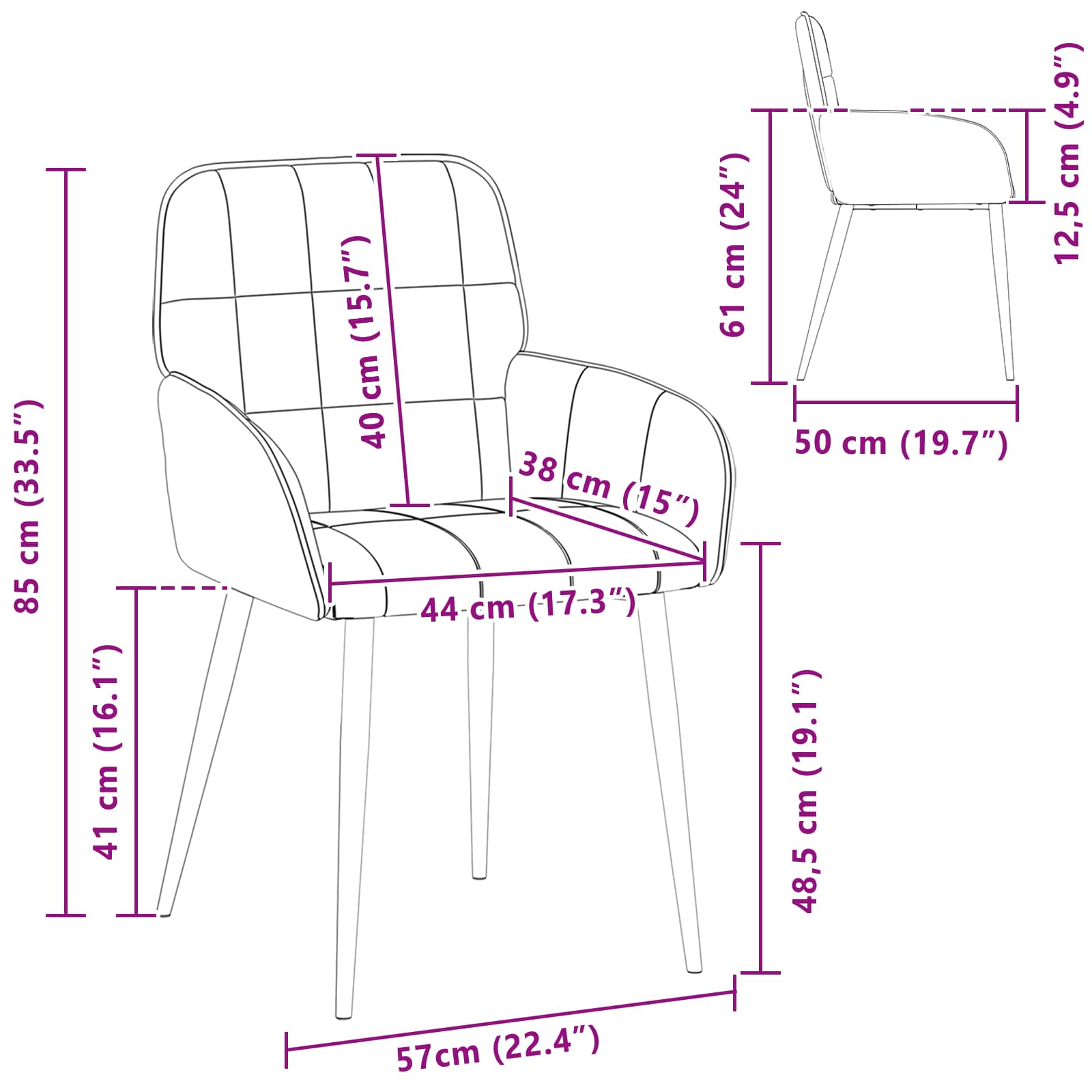 Καρέκλες φαγητού 4 pcs Βελούδο Ροζ 57 x 50 x 85 εκ. - Pakobazaar