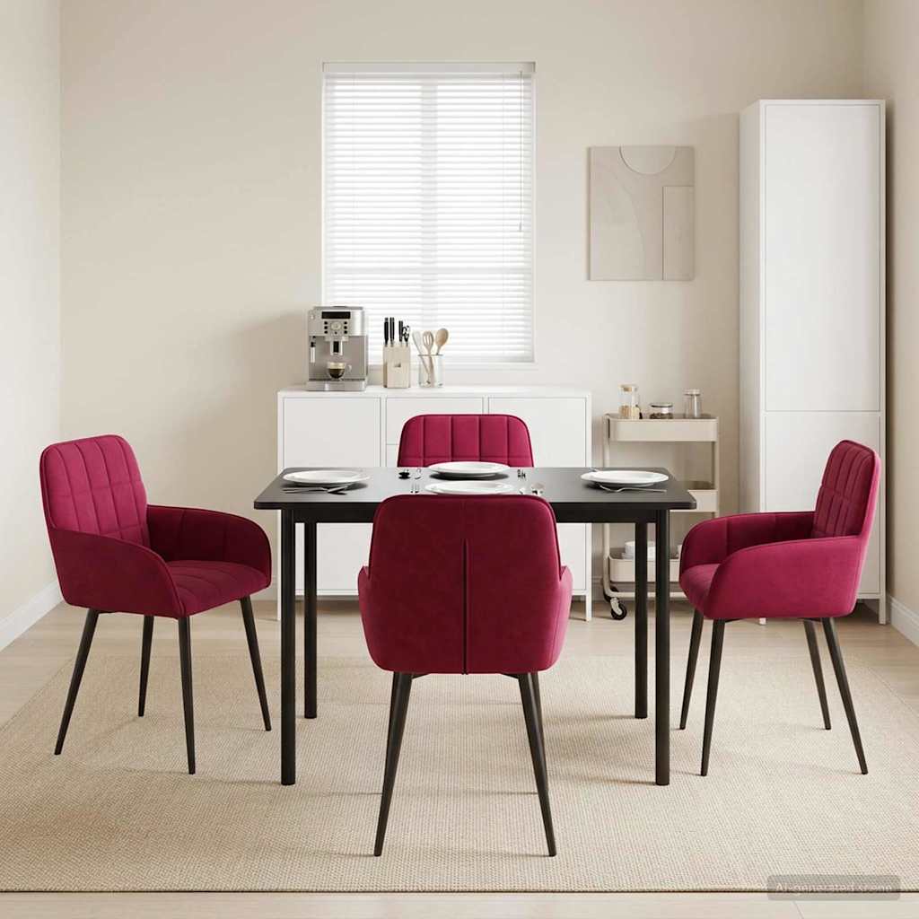 Καρέκλες φαγητού 4 pcs Βελούδο Κόκκινο 57 x 50 x 85 εκ. - Pakobazaar