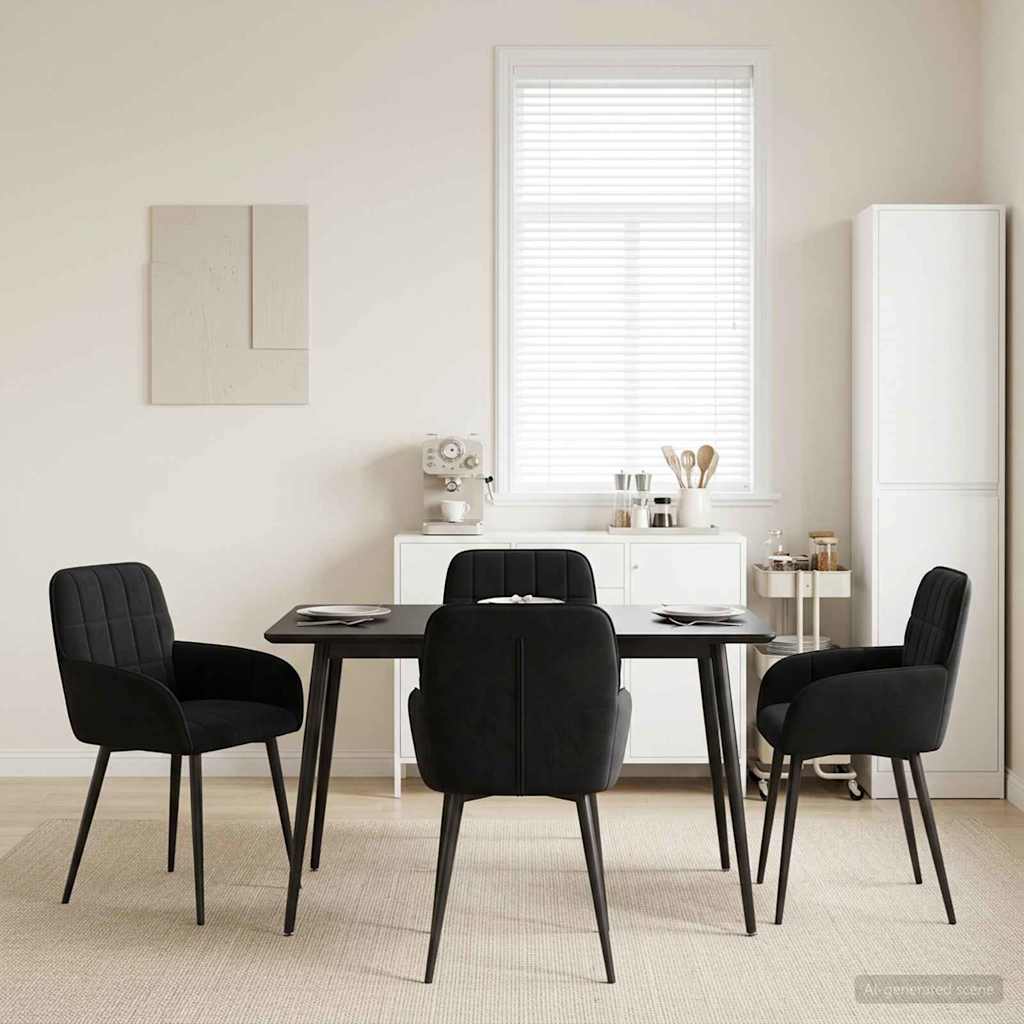 Καρέκλες φαγητού 4 pcs Βελούδο Μαύρο 57 x 50 x 85 εκ. - Pakobazaar