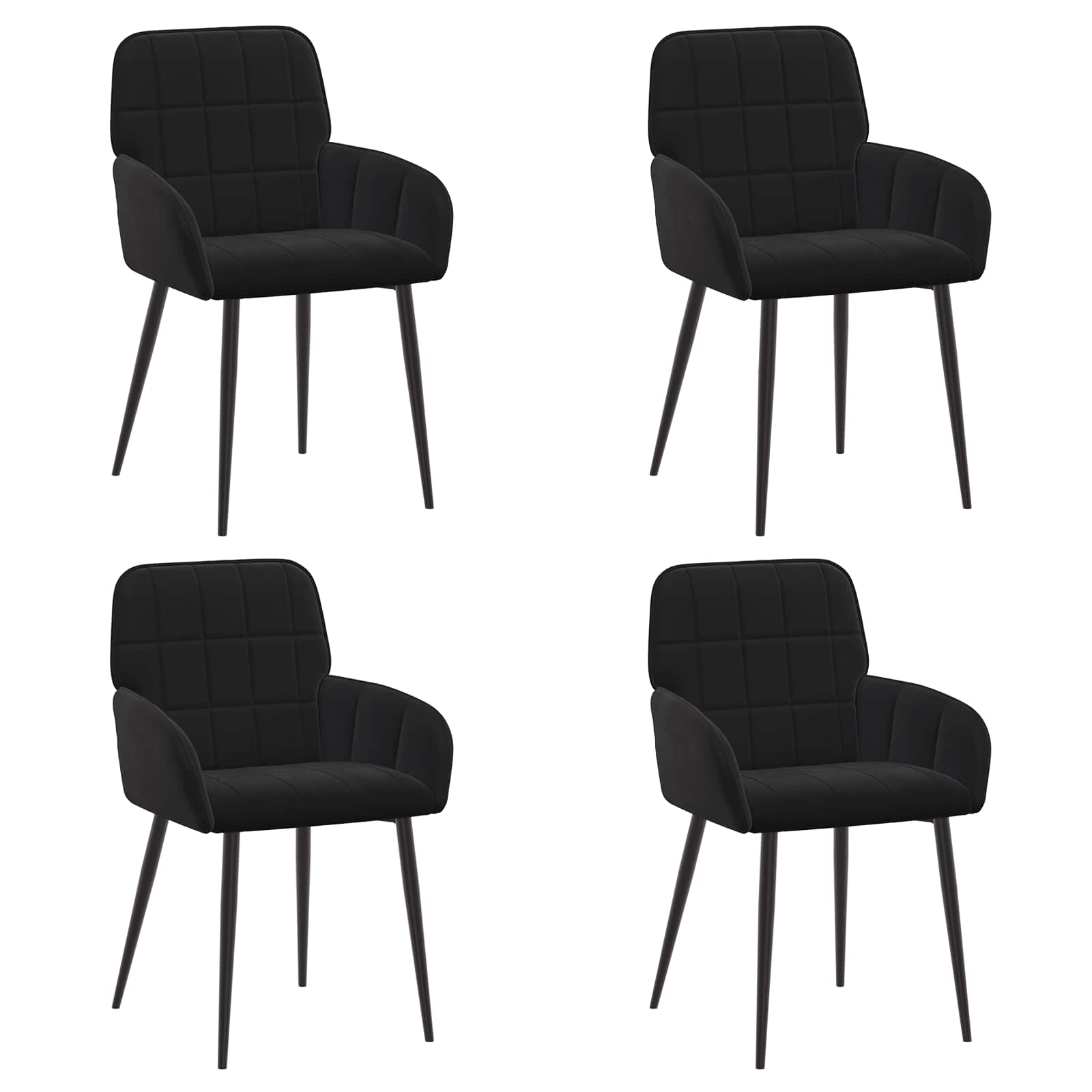 Καρέκλες φαγητού 4 pcs Βελούδο Μαύρο 57 x 50 x 85 εκ. - Pakobazaar