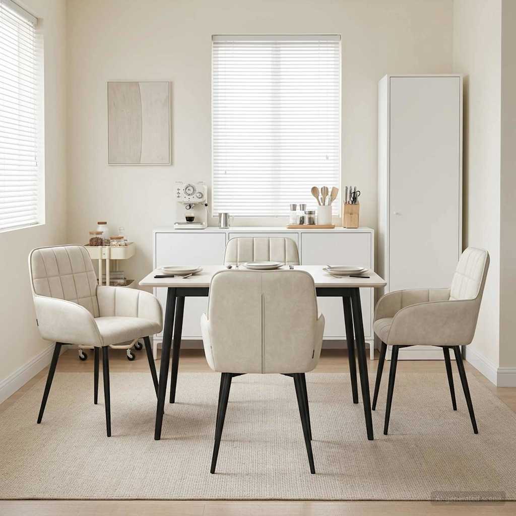 Καρέκλες φαγητού 4 pcs Βελούδο Κρεμ 57 x 50 x 85 εκ. - Pakobazaar