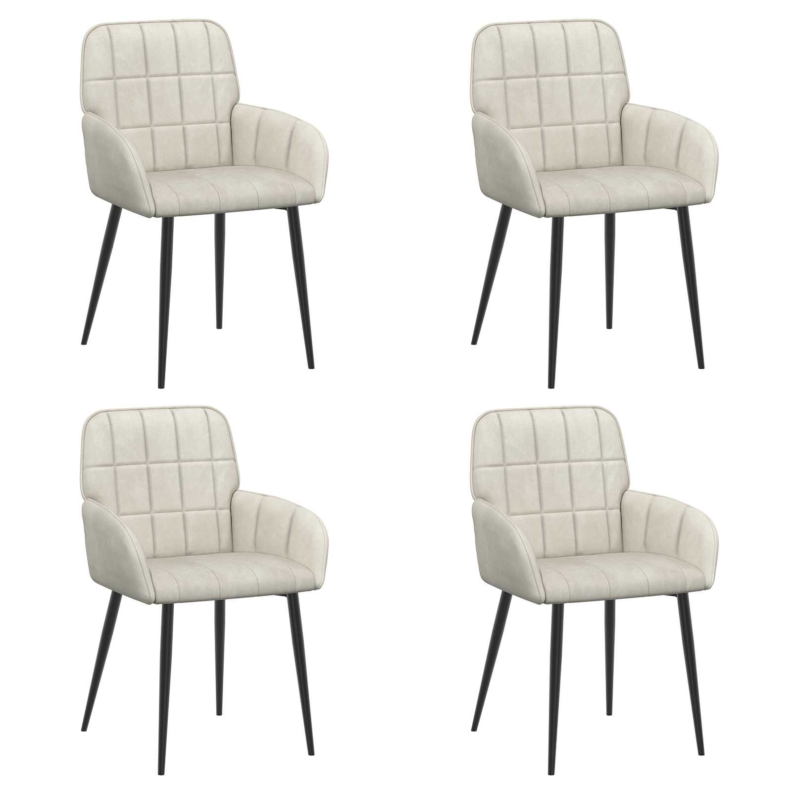 Καρέκλες φαγητού 4 pcs Βελούδο Κρεμ 57 x 50 x 85 εκ. - Pakobazaar