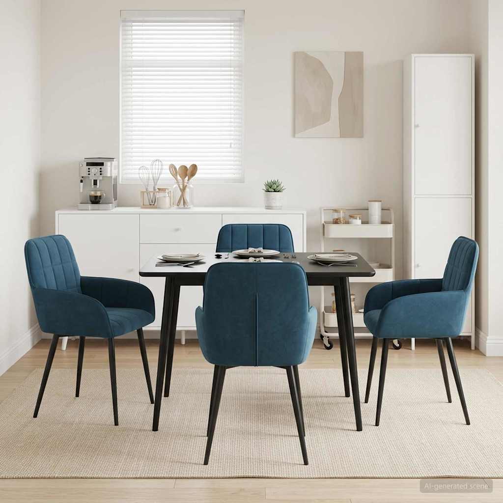 Καρέκλες φαγητού 4 pcs Βελούδο Μπλε 57 x 50 x 85 εκ. - Pakobazaar