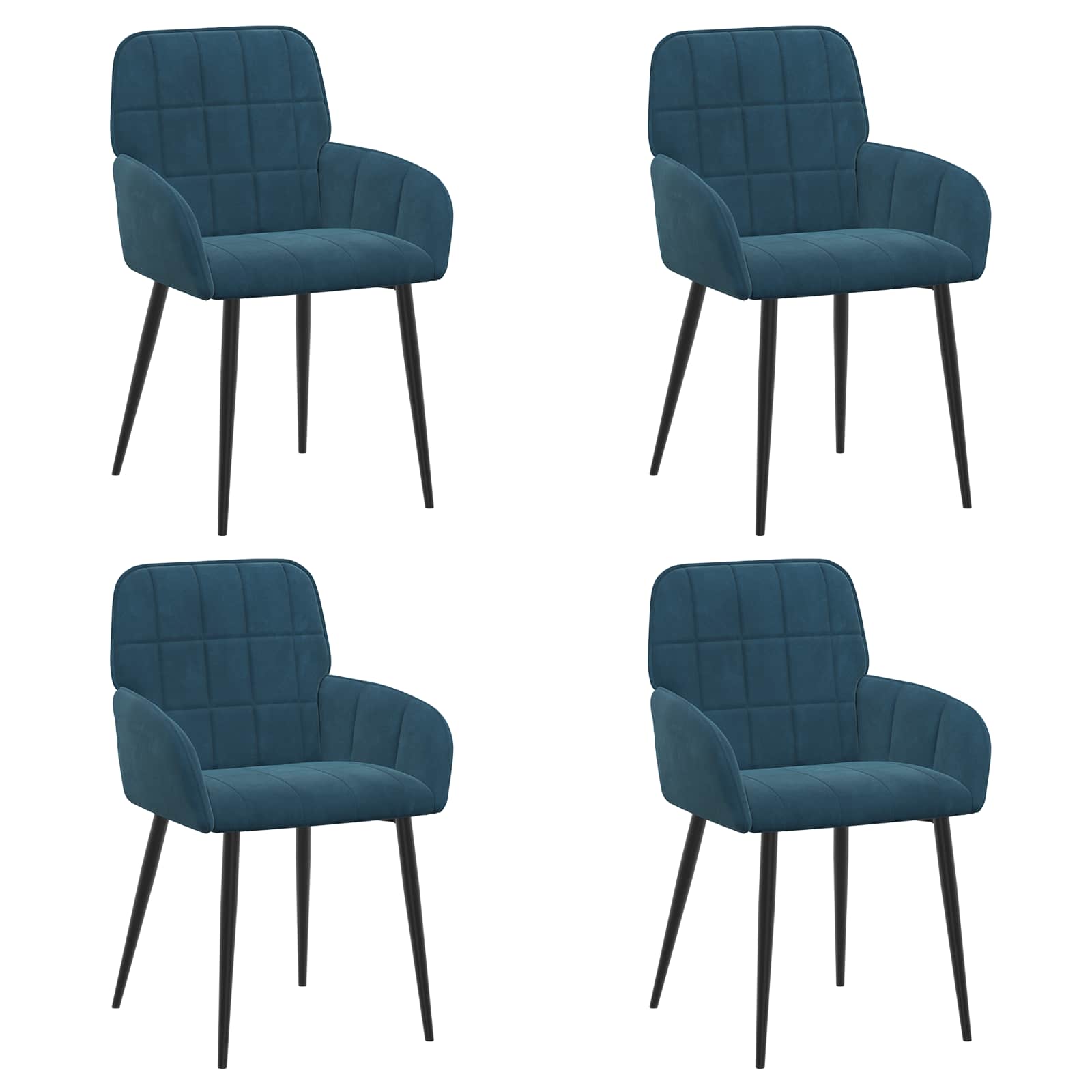 Καρέκλες φαγητού 4 pcs Βελούδο Μπλε 57 x 50 x 85 εκ. - Pakobazaar