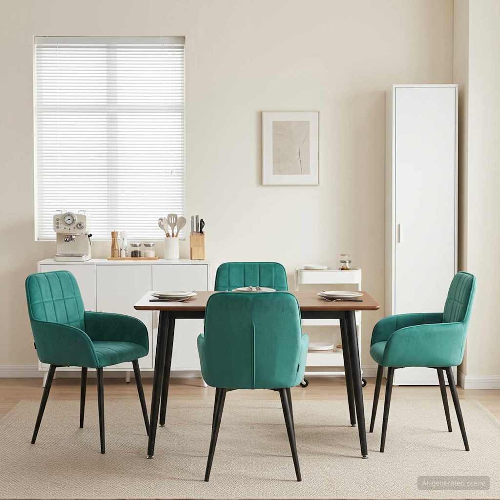Καρέκλες φαγητού 4 pcs Βελούδο Τιρκουάζ 57 x 50 x 85 εκ.