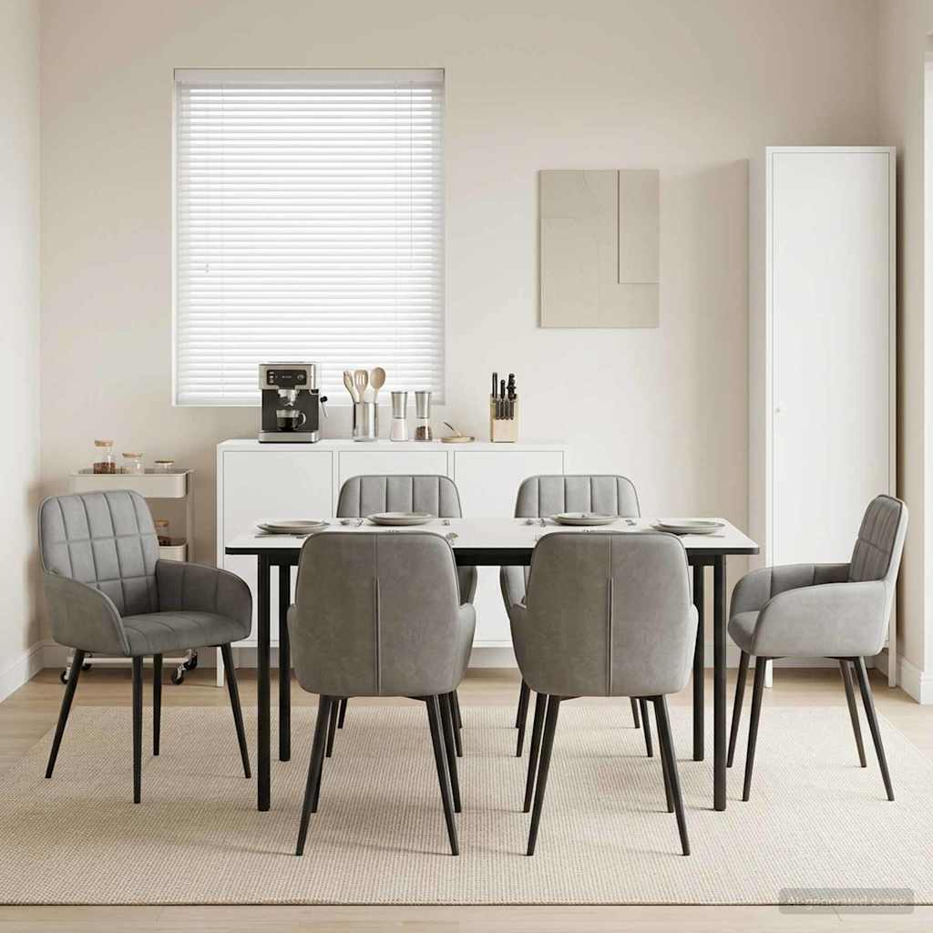Καρέκλες φαγητού 6 pcs Βελούδο Ανοιχτό γκρι 57 x 50 x 85 εκ.