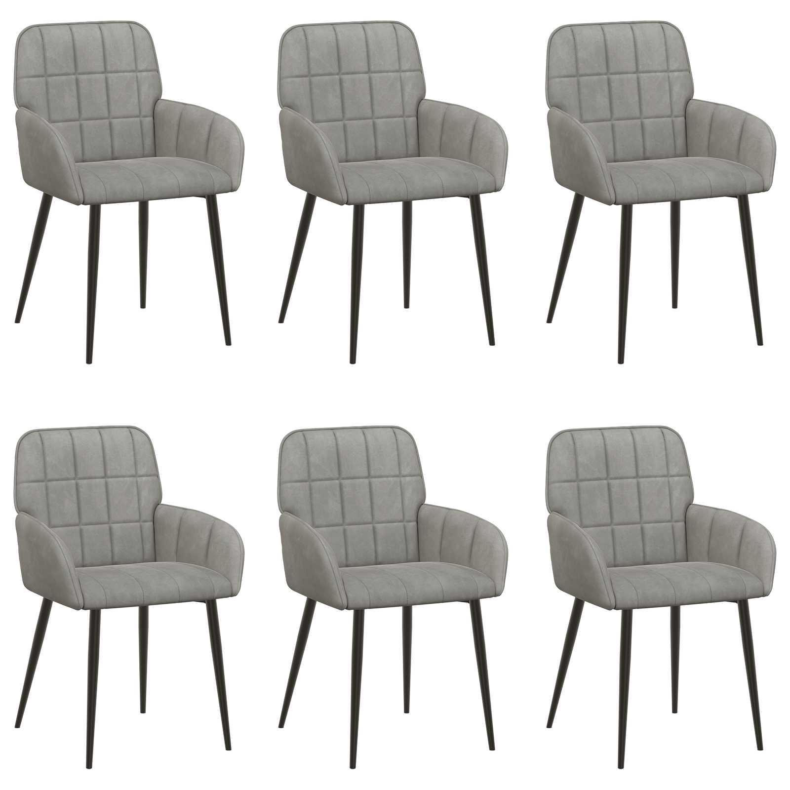 Καρέκλες φαγητού 6 pcs Βελούδο Ανοιχτό γκρι 57 x 50 x 85 εκ.
