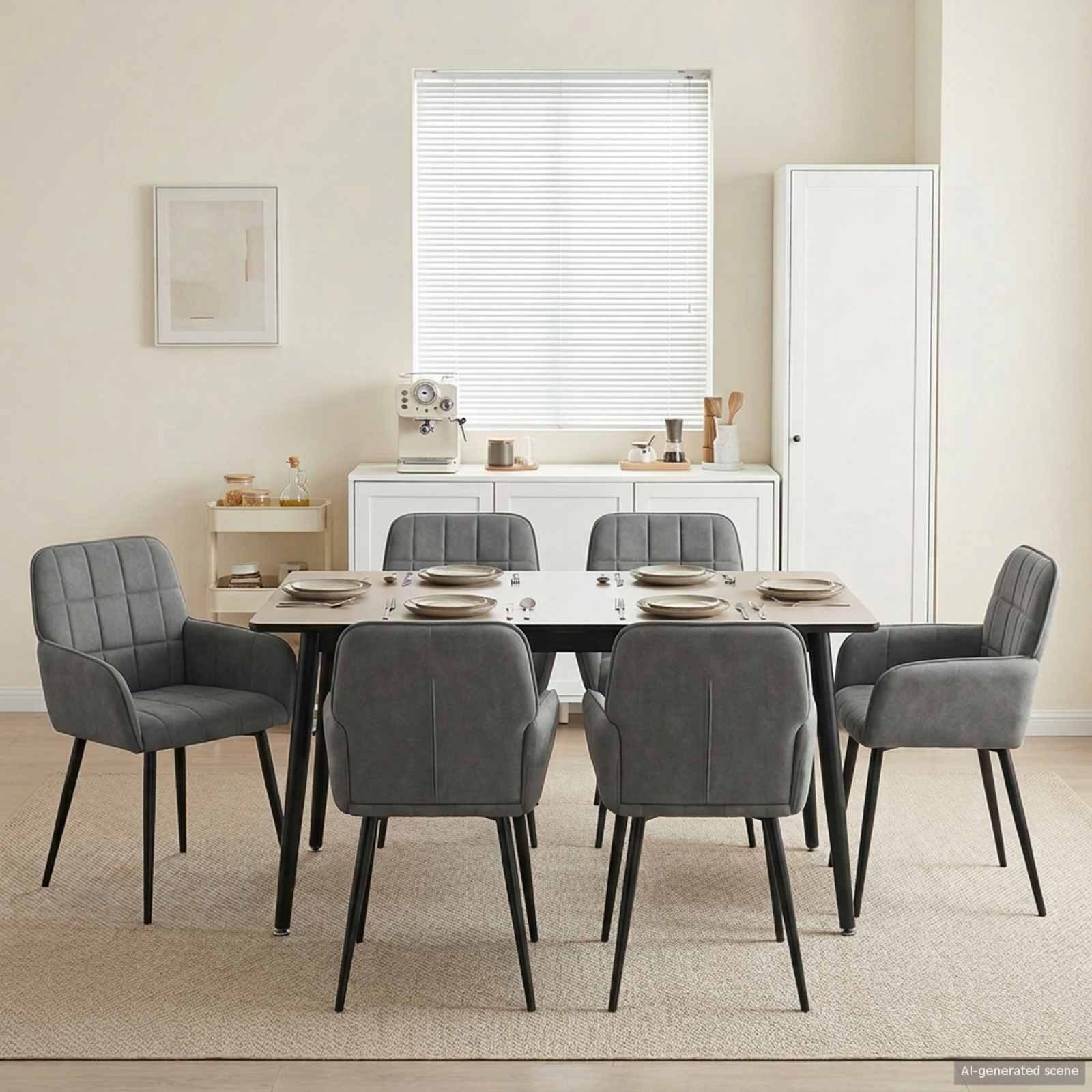 Καρέκλες φαγητού 6 pcs Βελούδο Σκούρο Γκρι 57 x 50 x 85 εκ.