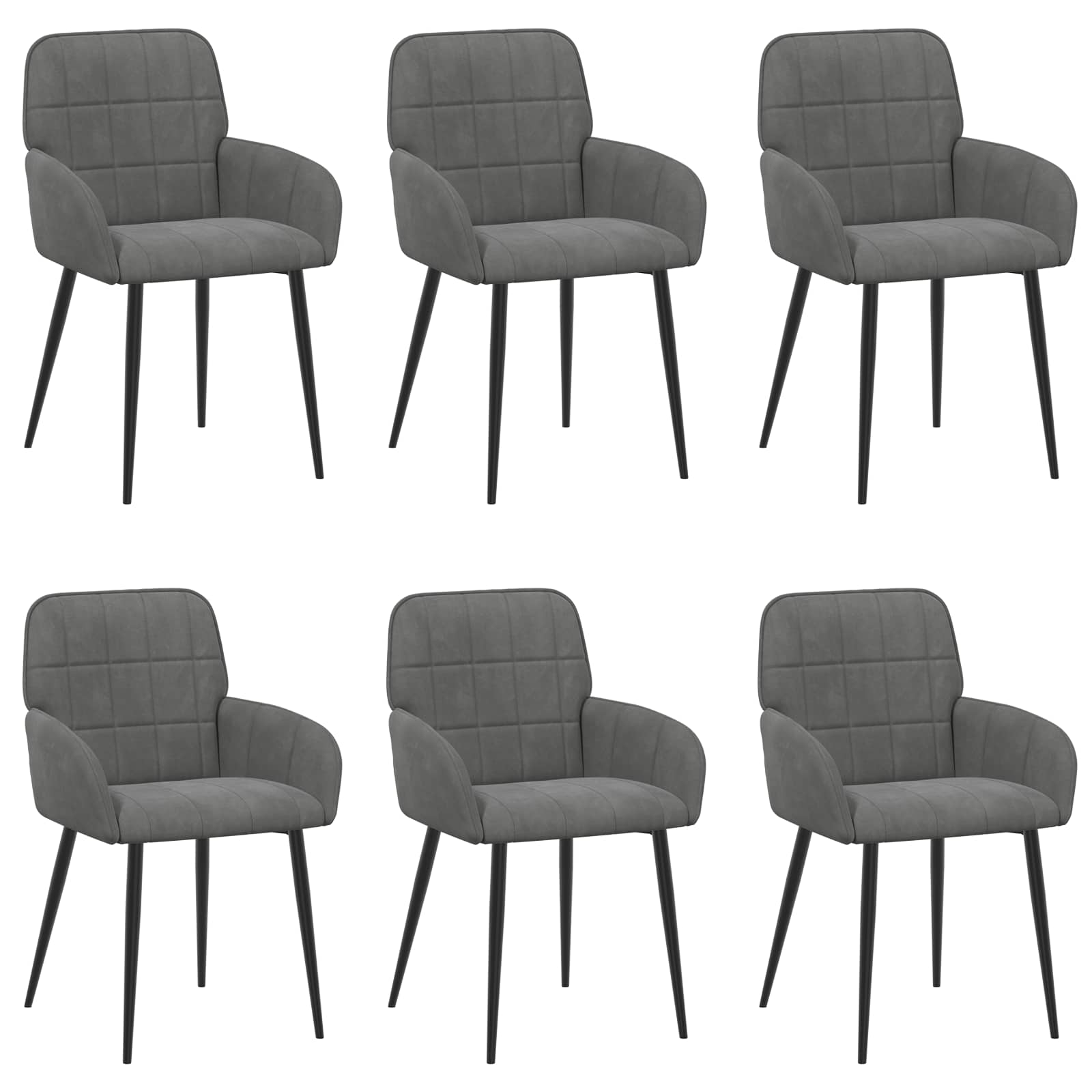 Καρέκλες φαγητού 6 pcs Βελούδο Σκούρο Γκρι 57 x 50 x 85 εκ.