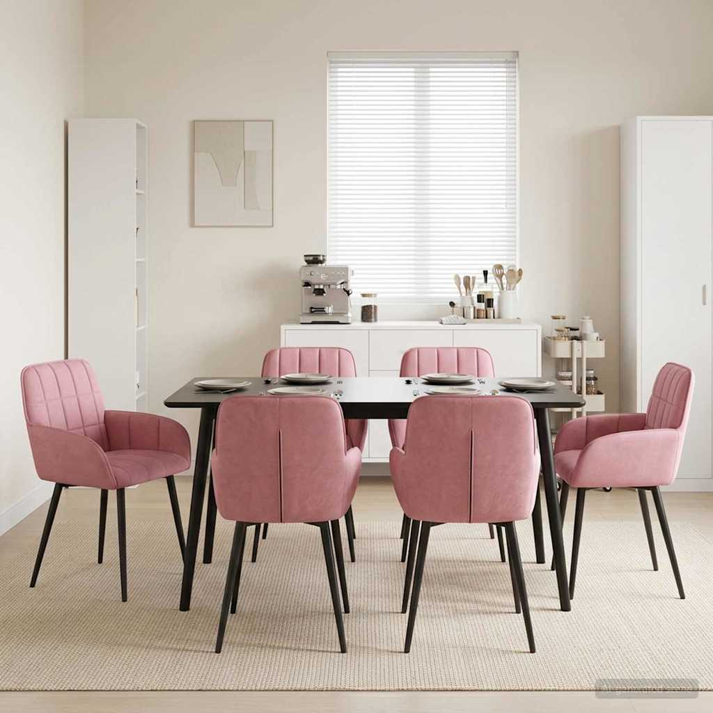 Καρέκλες φαγητού 6 pcs Βελούδο Ροζ 57 x 50 x 85 εκ. - Pakobazaar