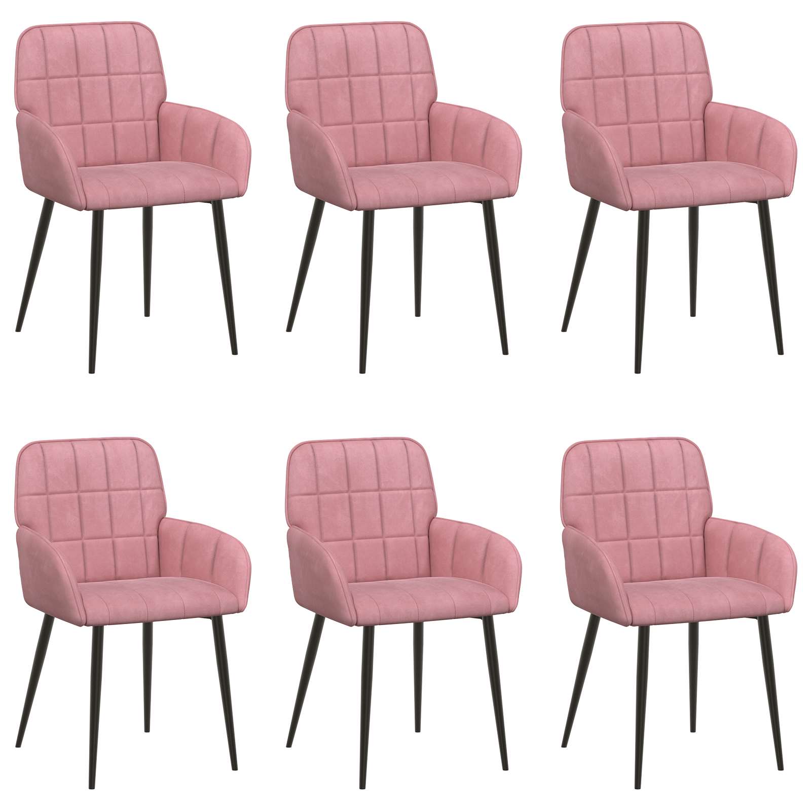 Καρέκλες φαγητού 6 pcs Βελούδο Ροζ 57 x 50 x 85 εκ. - Pakobazaar