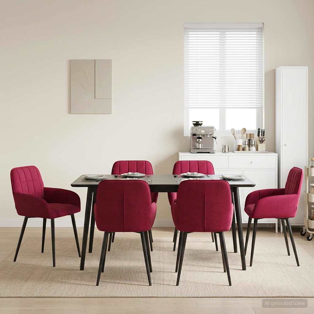 Καρέκλες φαγητού 6 pcs Βελούδο Κόκκινο 57 x 50 x 85 εκ. - Pakobazaar