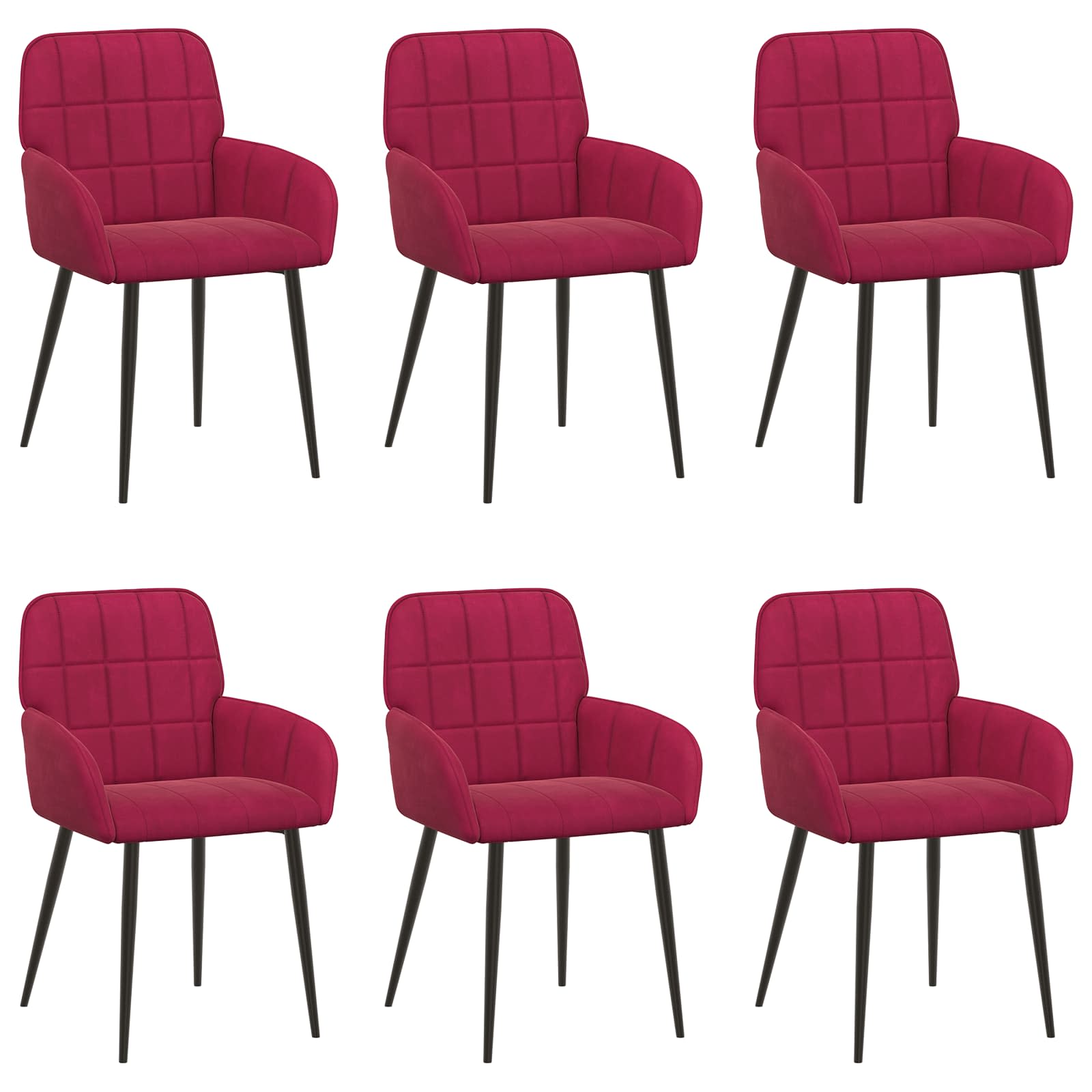 Καρέκλες φαγητού 6 pcs Βελούδο Κόκκινο 57 x 50 x 85 εκ. - Pakobazaar