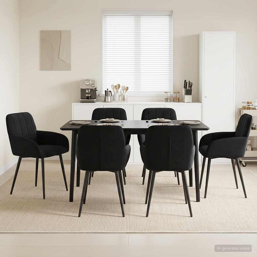 Καρέκλες φαγητού 6 pcs Βελούδο Μαύρο 57 x 50 x 85 εκ.