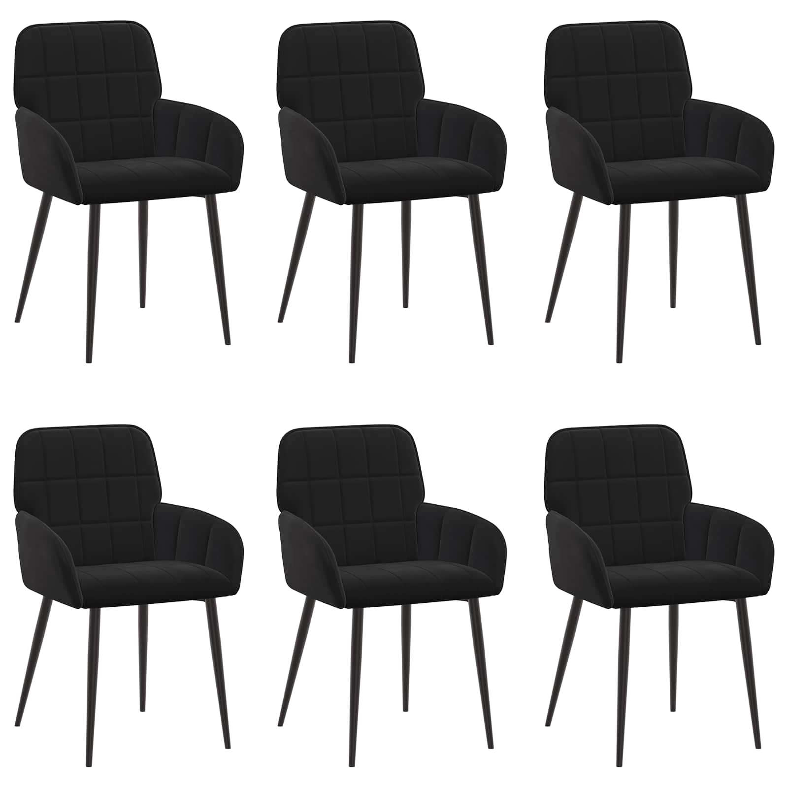Καρέκλες φαγητού 6 pcs Βελούδο Μαύρο 57 x 50 x 85 εκ.