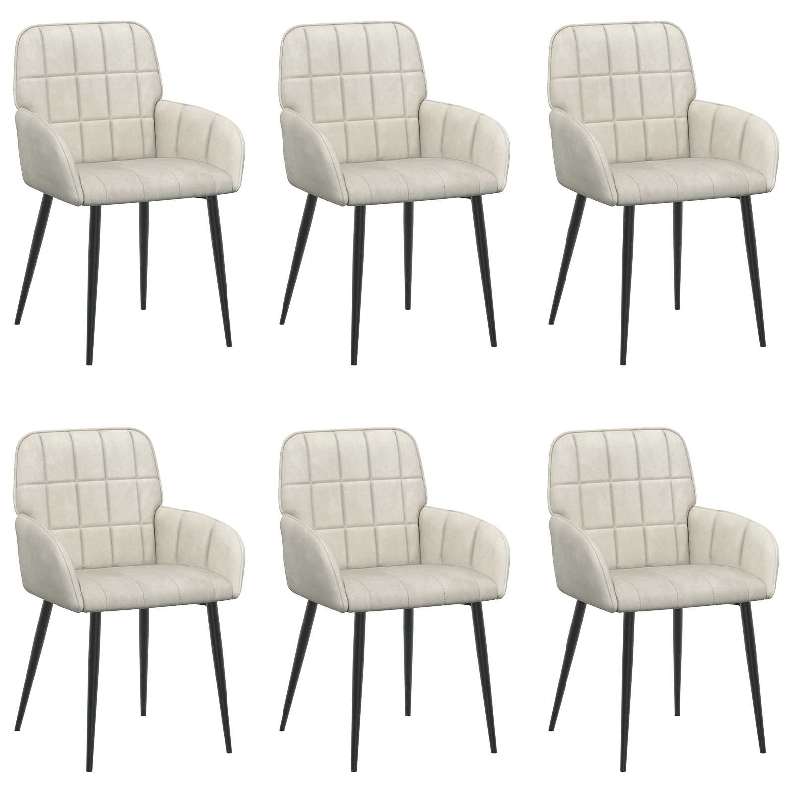 Καρέκλες φαγητού 6 pcs Βελούδο Κρεμ 57 x 50 x 85 εκ.