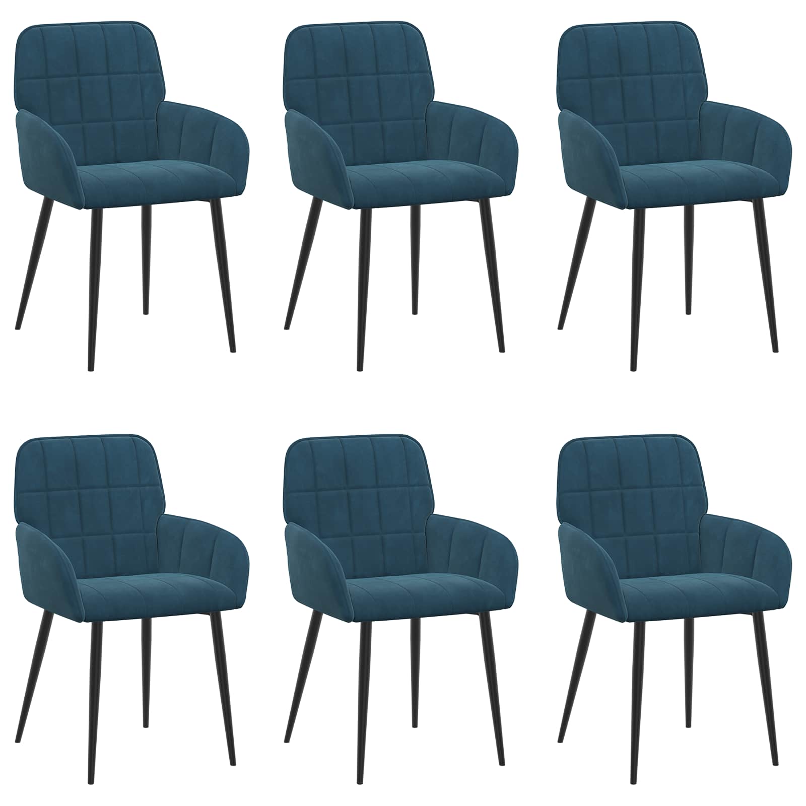 Καρέκλες φαγητού 6 pcs Βελούδο Μπλε 57 x 50 x 85 εκ.