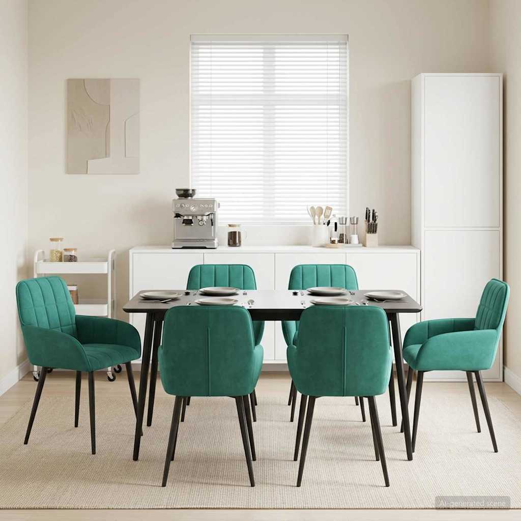 Καρέκλες φαγητού 6 pcs Βελούδο Τιρκουάζ 57 x 50 x 85 εκ.