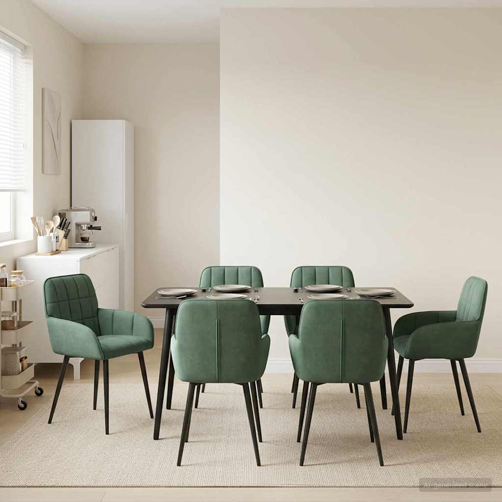 Καρέκλες φαγητού 6 pcs Βελούδο Θαλασσί 57 x 50 x 85 εκ.