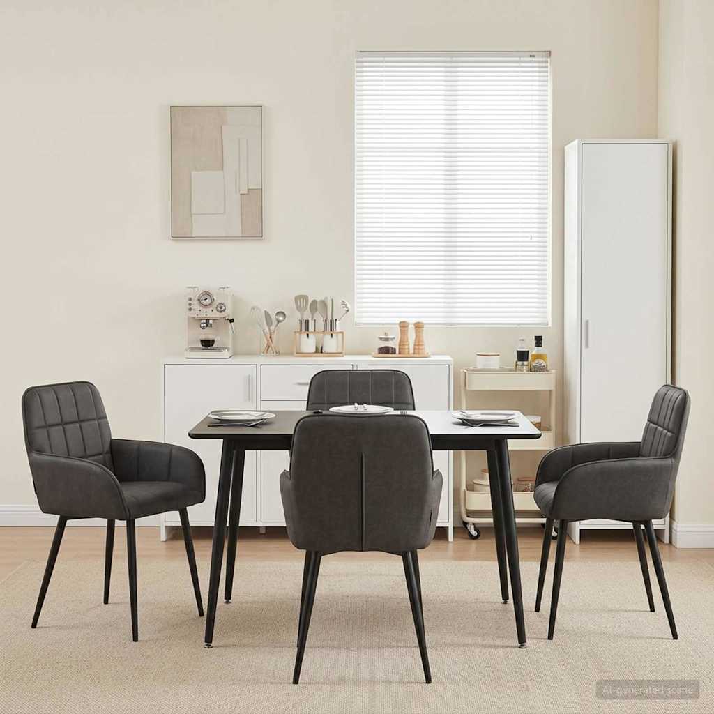 Καρέκλες φαγητού 4 pcs Τεχνητό Δέρμα Μαύρο 57 x 50 x 85 εκ.