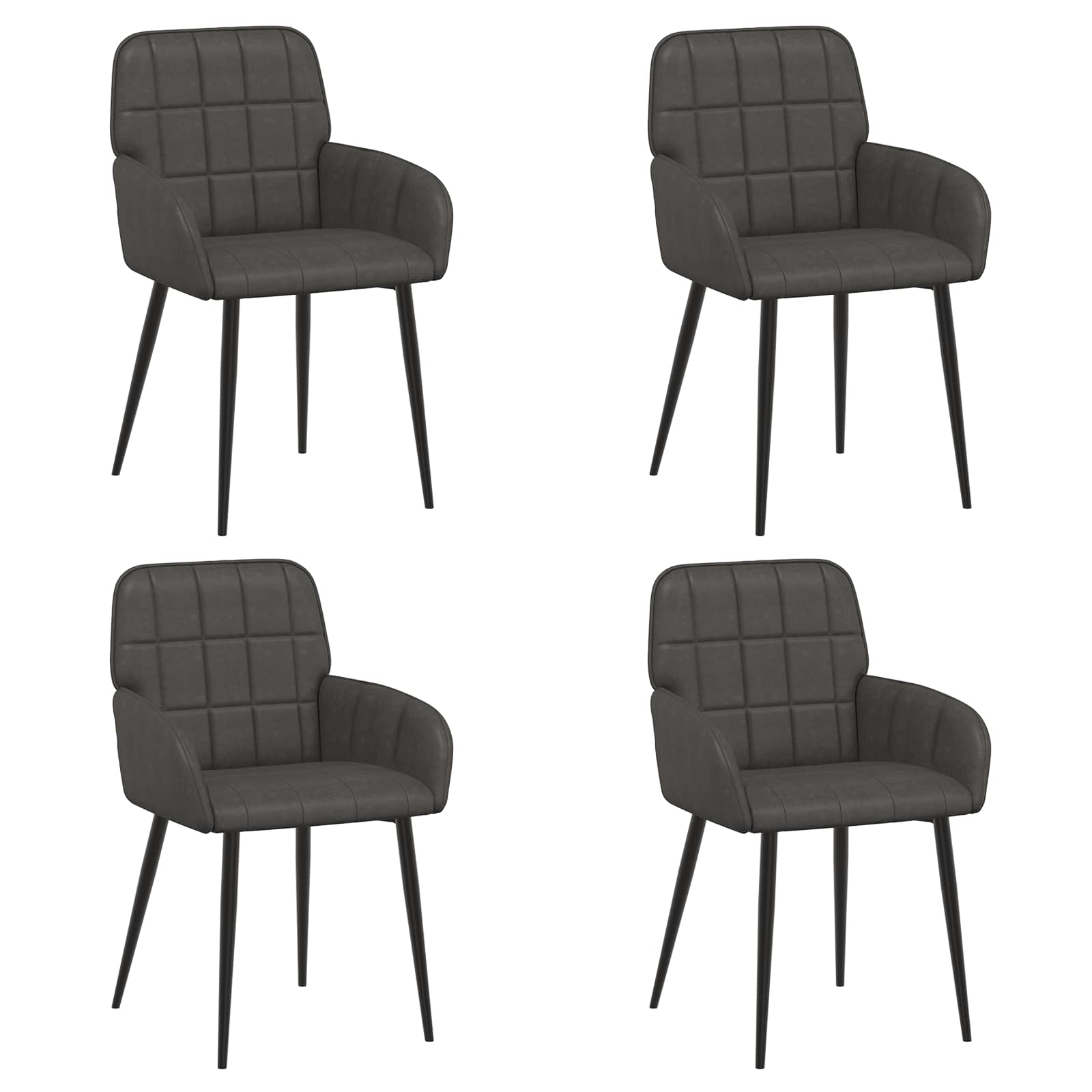 Καρέκλες φαγητού 4 pcs Τεχνητό Δέρμα Μαύρο 57 x 50 x 85 εκ.