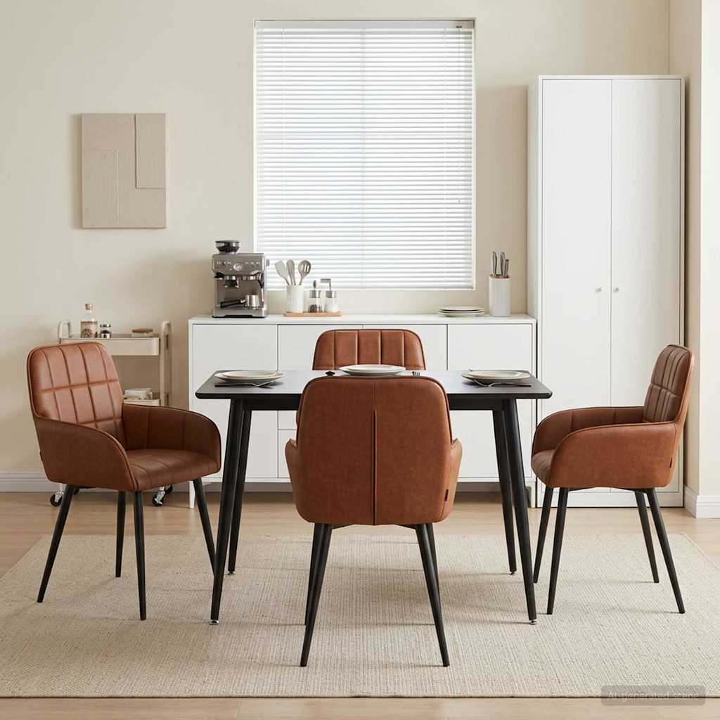 Καρέκλες φαγητού 4 pcs Τεχνητό Δέρμα Καφέ 57 x 50 x 85 εκ.