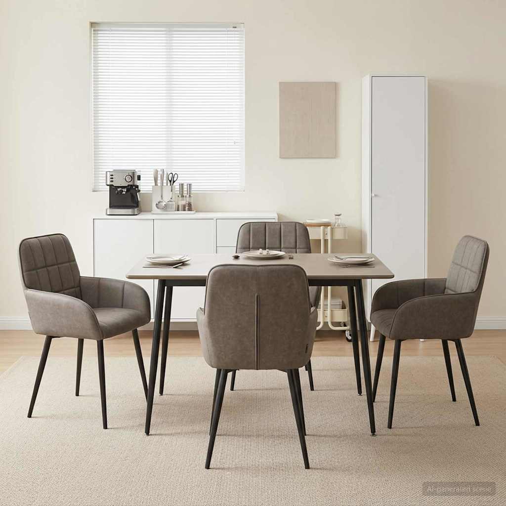 Καρέκλες φαγητού 4 pcs Τεχνητό Δέρμα Γκρι 57 x 50 x 85 εκ.
