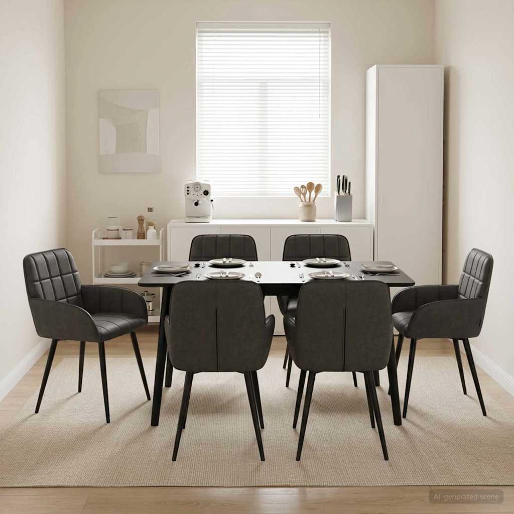 Καρέκλες φαγητού 6 pcs Τεχνητό Δέρμα Μαύρο 57 x 50 x 85 εκ.