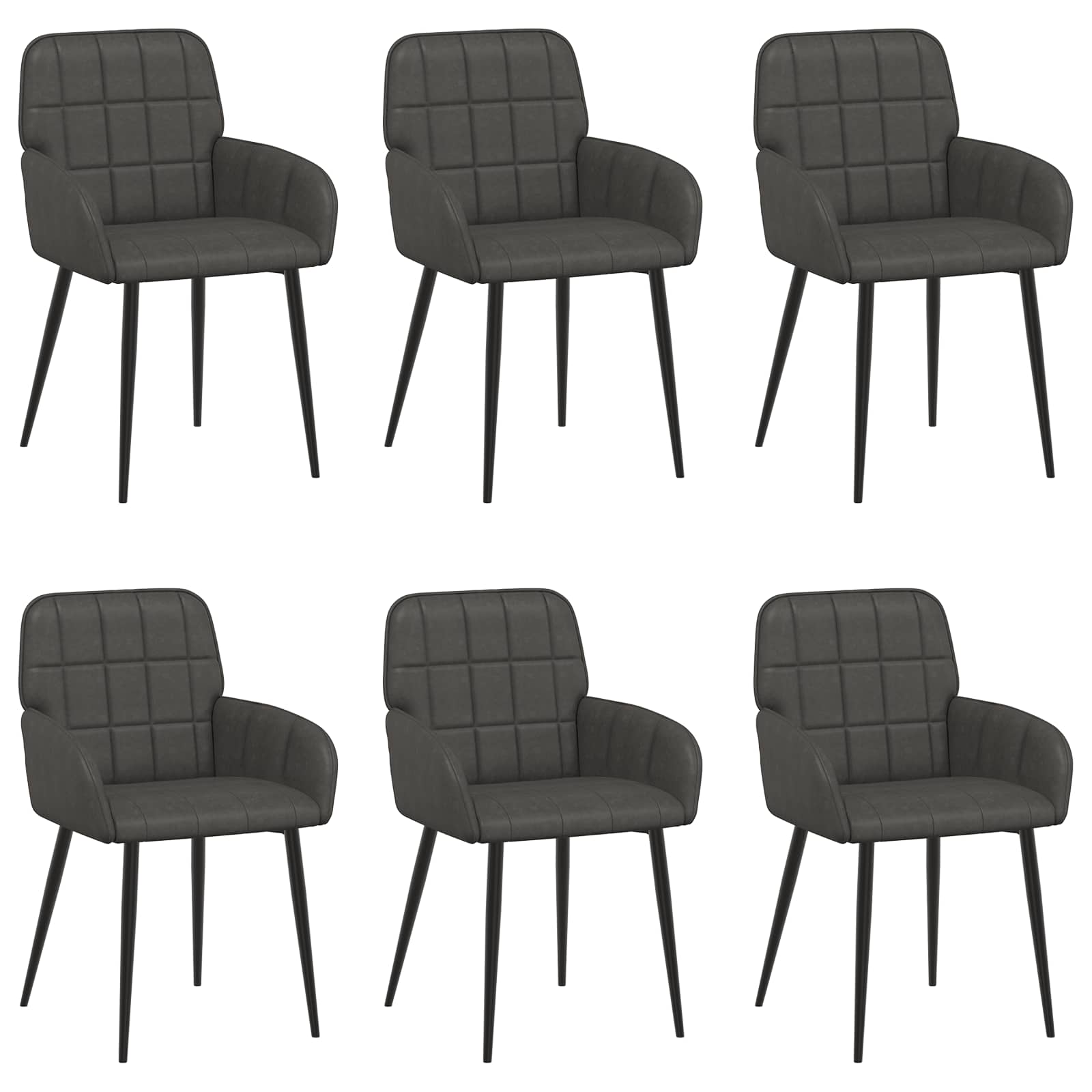 Καρέκλες φαγητού 6 pcs Τεχνητό Δέρμα Μαύρο 57 x 50 x 85 εκ.